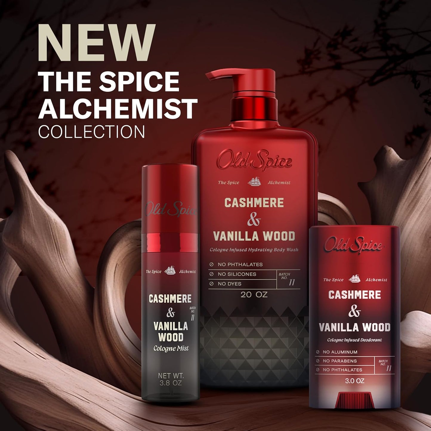 Old Spice Aluminum-Free Deodorant for Men | Cashmere & Vanilla Wood Scent, 3 oz - 24/7 Cologne Infused Formula