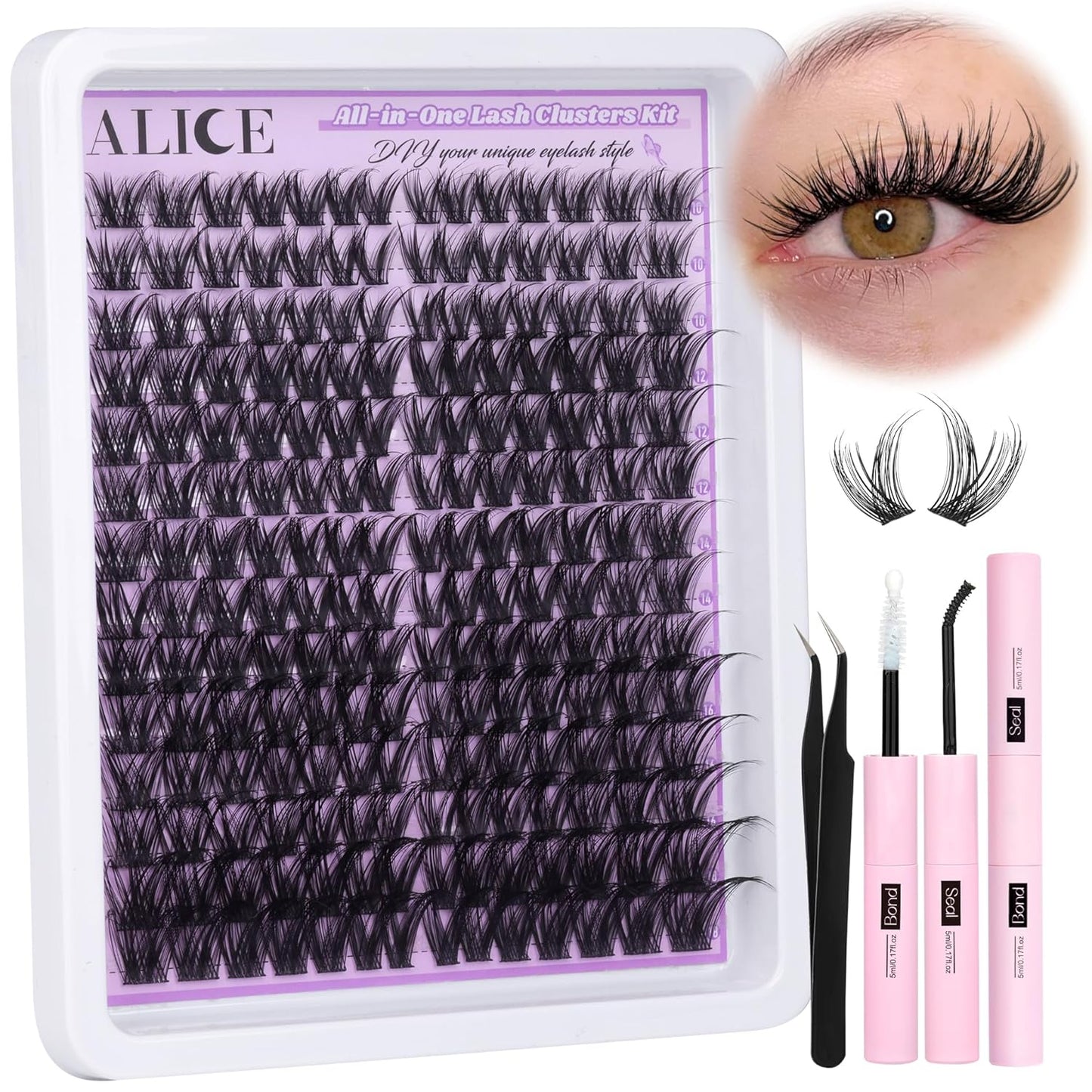 Natural Lash Clusters - Wispy Eyelash Extensions 168pcs | 8-16mm C-Curl, Soft Thin Band for a Natural Look
