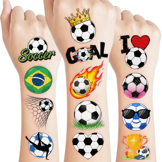 96PCS Soccers Temporary Tattoos Stickers - Sport Soccer Themed Birthday Party Favors Birthday Party Decorations Supplies Accessories Gift Idea For Kids Teen Boys Girls Classroom Prizes Rewards