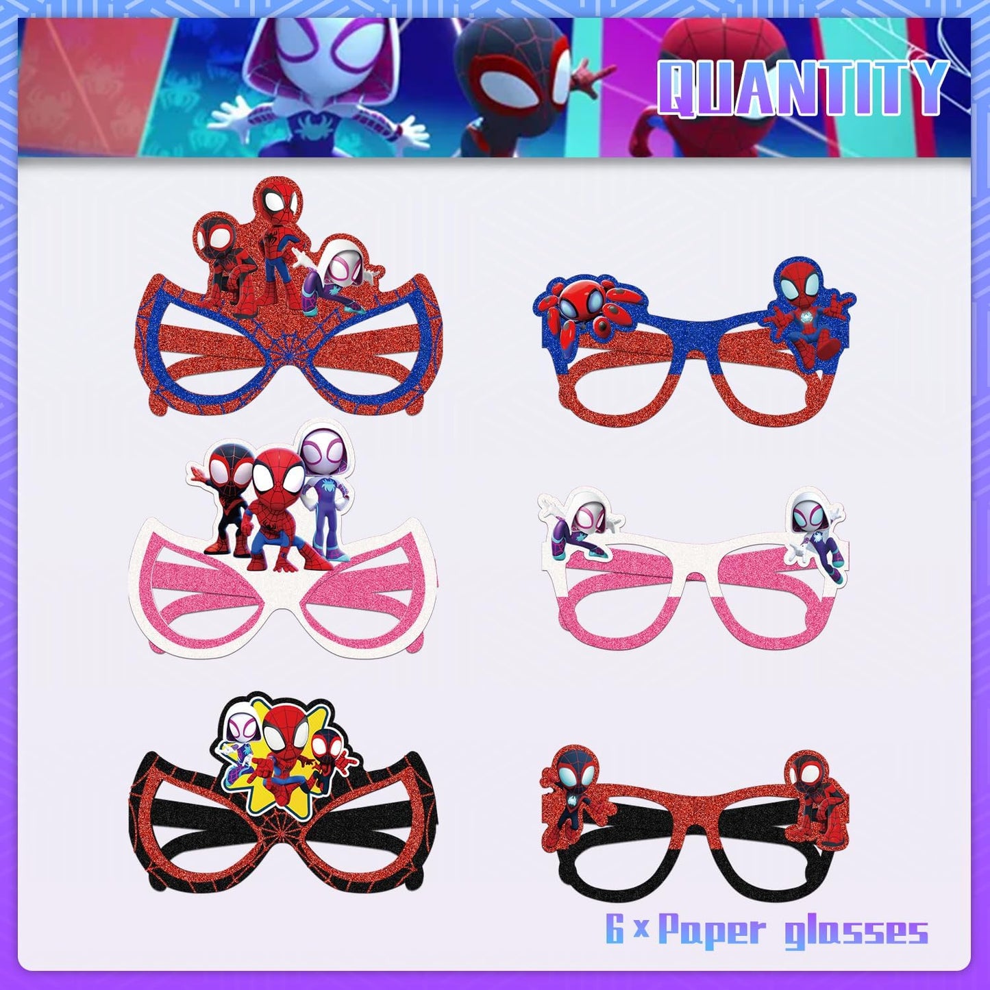 Spider Themed Party Set - 12Pcs Decorative Glasses for Kids' Birthday Parties | Cosplay Style