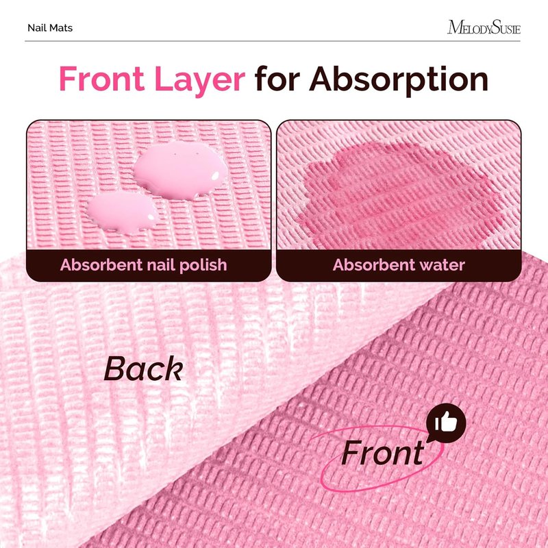 Disposable Nail Mats - 50 Pcs 3-Ply Absorbent Table Pads for Manicure & Pedicure | 18” x 13” Pink