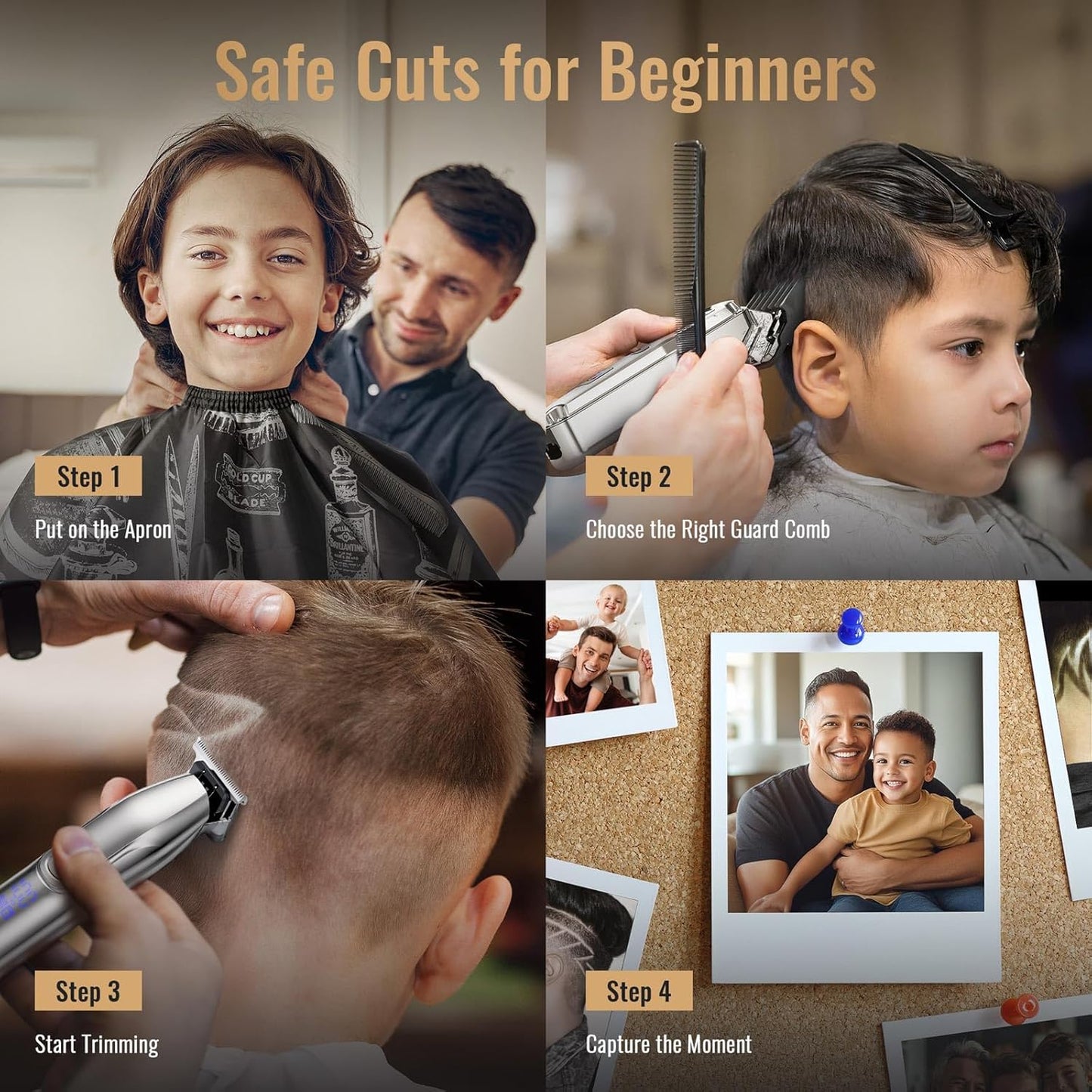 Hair Clippers Set - Cordless Trimmers for Men | Professional Barber Clippers with Precision Blades