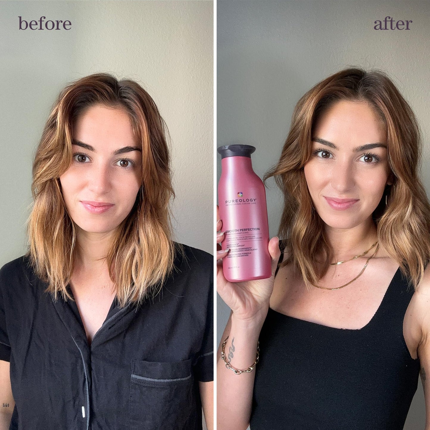 Pureology Smooth Perfection Shampoo - For Frizzy and Color Treated Hair, Smooths Hair & Controls Frizz, Sulfate-Free & Vegan, 33 Fl Oz