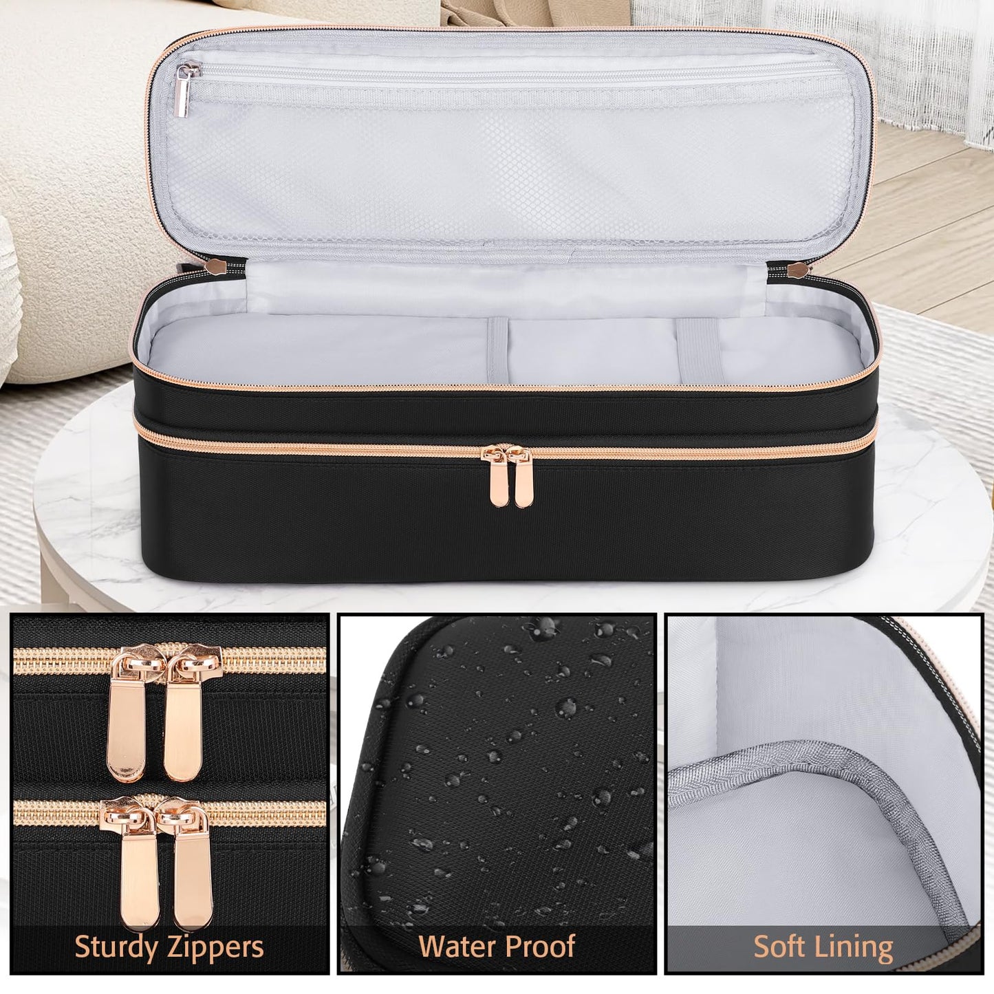 APOKE Double Layer Travel Case Compatible with Revlon One Step Hair Dryer Brush Original 1.0 & Plus 2.0, Portable Lightweight Carrying Case Storage Bag for All Brand Hot Tools Volumizer Hot Air Brush