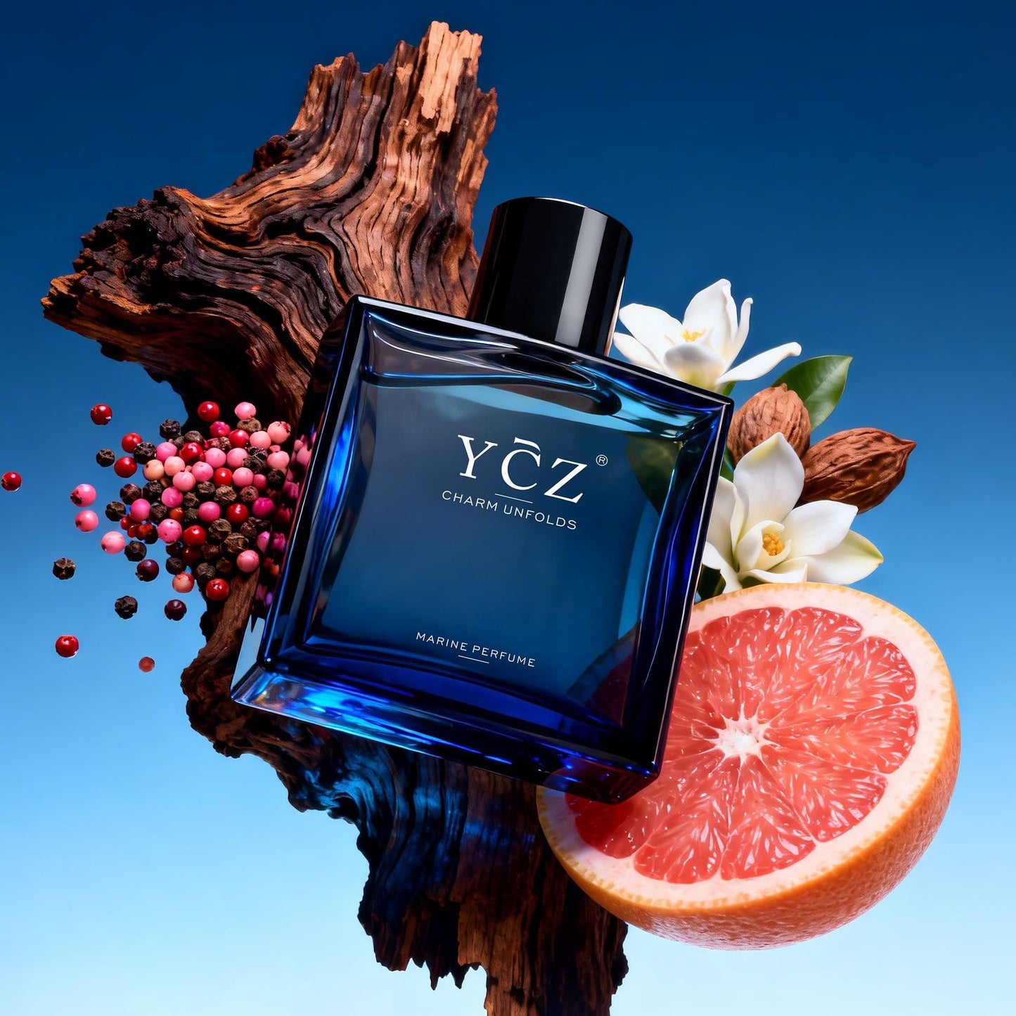 Ycz Charm Unfolds Marine Eau De Parfum for Men, Long Lasting Cologne with Fresh Marine & Oriental Woody Notes, 1.7 Fl Oz Masculine Fragrance for Daily Wear, Date Night, Travel & Gifts for Men