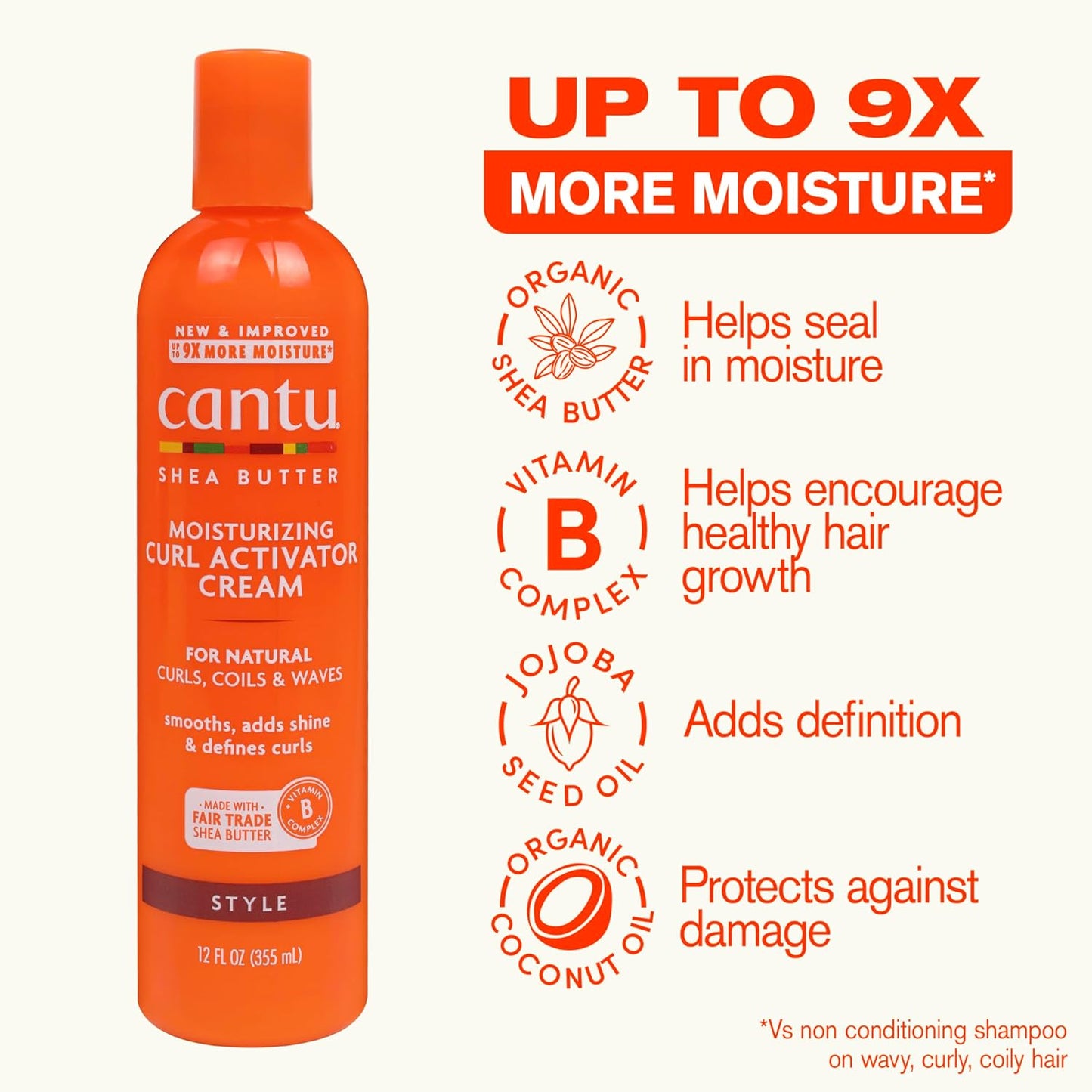 Cantu Shea Butter Curl Activator Cream - Moisturizing Formula for Natural Hair | 12 Fl Oz