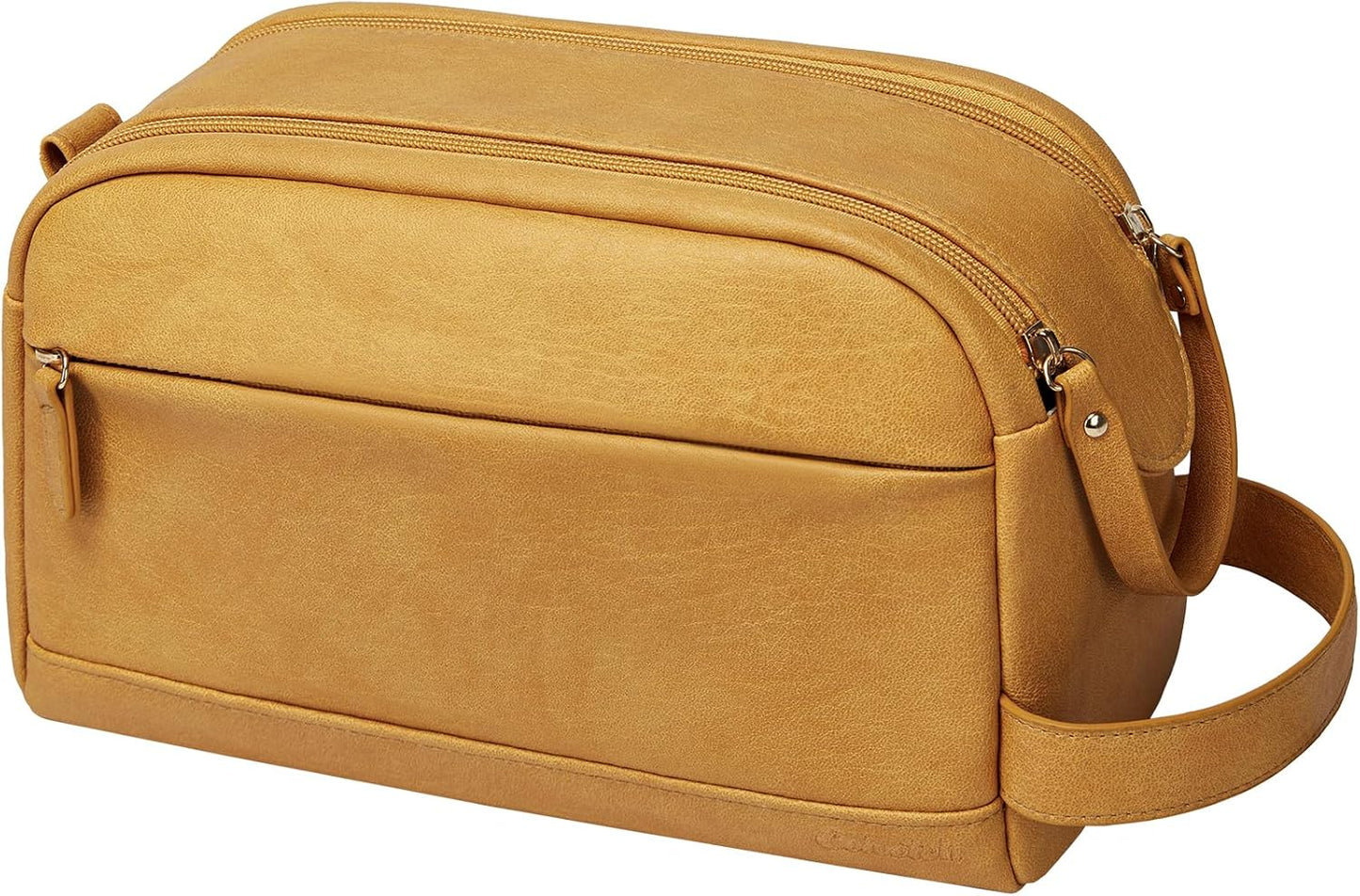 Toiletry Bag for Men - Water Resistant PU Leather Travel Organizer | Dark Brown