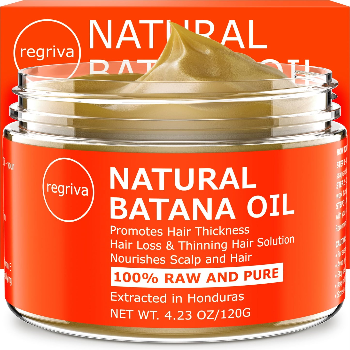 Raw Batana Oil for Hair Growth - Unrefined Pure 100% Organic Natural Batana From Honduras, Dr. Sebi Unrefined for Thick and Strong Natural Hair, Cold Pressed Cosmetic Scalp Mask Men & Women 3.8 OZ