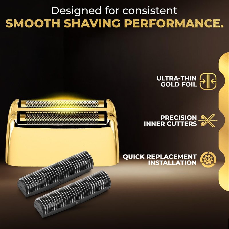 3 Pack Shaver Replacement Foil Compatible with Babyl*ss FXFS2G/FXFS2, Shaver Foil Replacement for Superior Shaving (Gold)