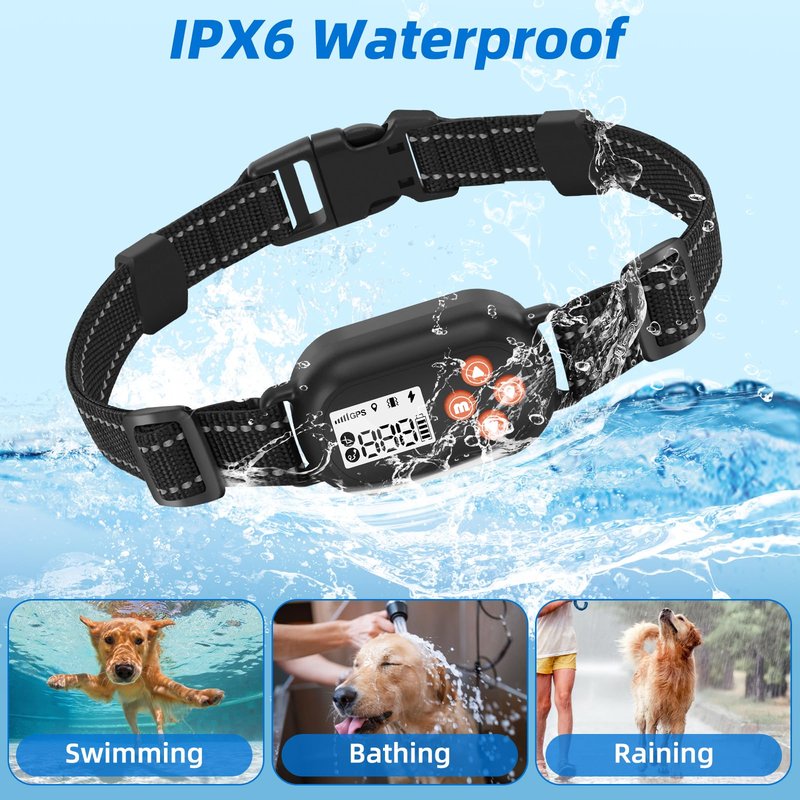 TTPet GPS Wireless Dog Fence, Electric Pet Fence System, IPX6 Waterproof Collar, Beep Vibration Shock Correction, for Dogs Over 18 Lbs
