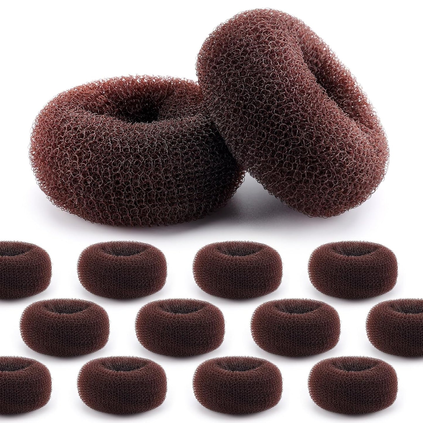Hair Bun Maker - 12 Pcs Medium Sock Bun Doughnuts for Ballet Style Buns | Long Hair Accessories (Size M / 2.75 Inch, Brown)