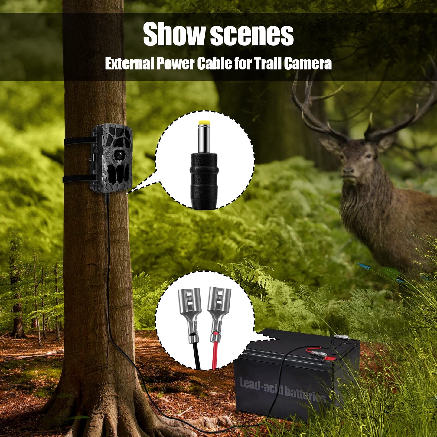 Yoizyfree 2 PCS Trail Camera Power Cord,5.5x2.1mm DC External Power Cable Compatible with Spypoint,Stealth Cam,Moultrie,Muddy Trail Camera,5.5x2.1mm DC Plug