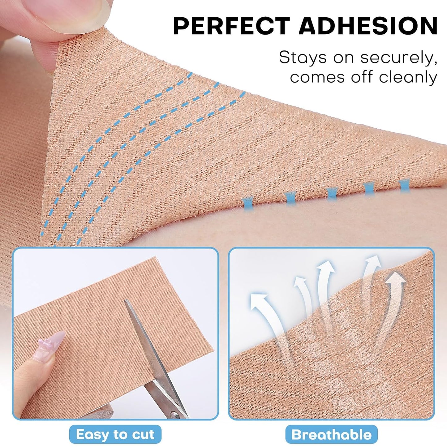 Tattoo Cover Up Tape - 2 Rolls of 3"x16.4ft Water-Resistant Skin Tone Patches | Conceal Tattoos, Scars & Birthmarks - Light Tan