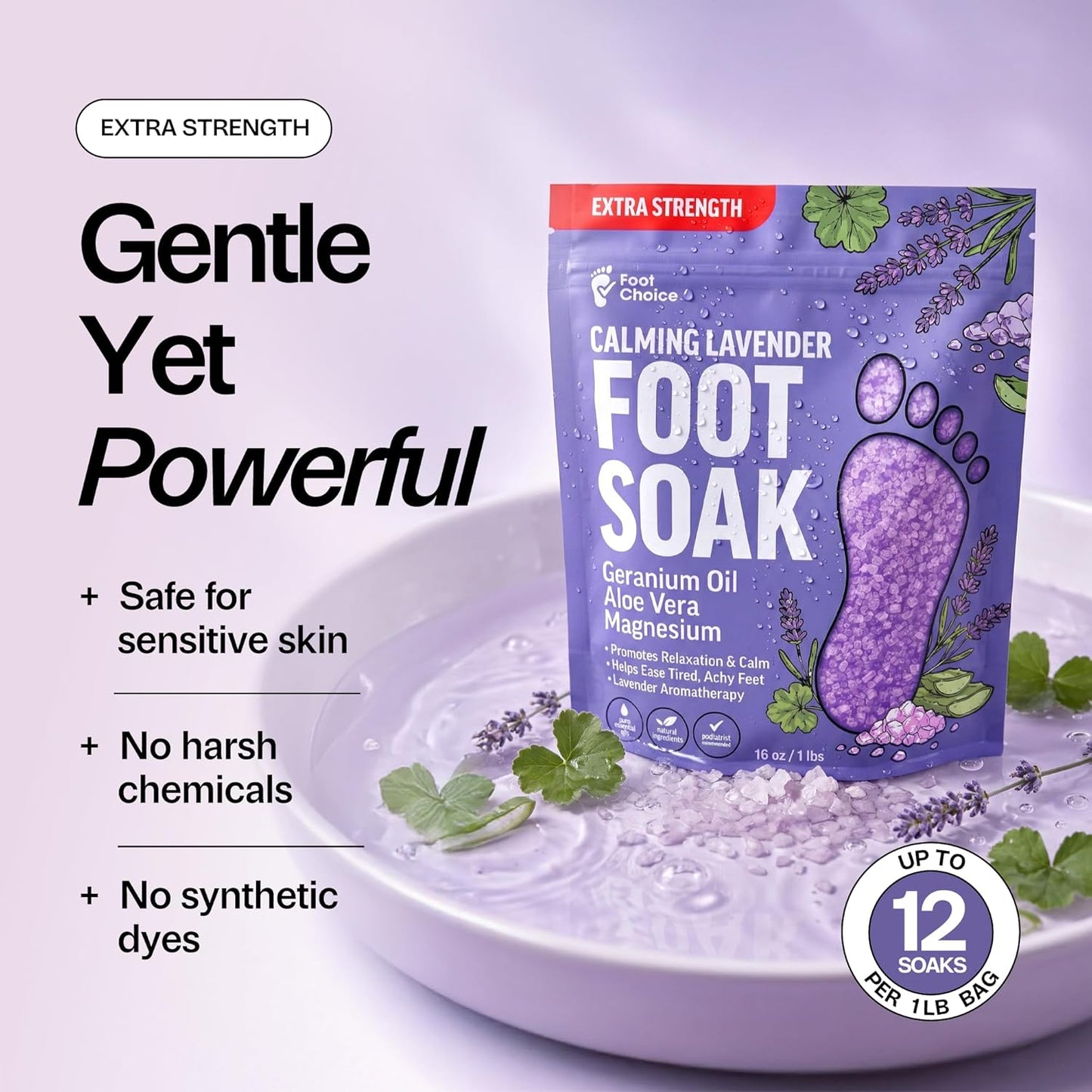 Lavender Foot Soak - Epsom Salt Relaxation & Aromatherapy | Soothes Tired Feet & Softens Skin - 1lb Made in USA