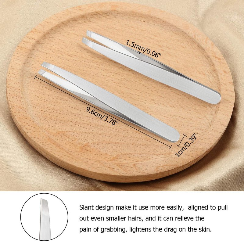 Mudder 12 Pcs Eyebrow Tweezers Set for Facial Hair Stainless Steel Slanted Tip Tweezers in Bulk for Men and Women(Silver)