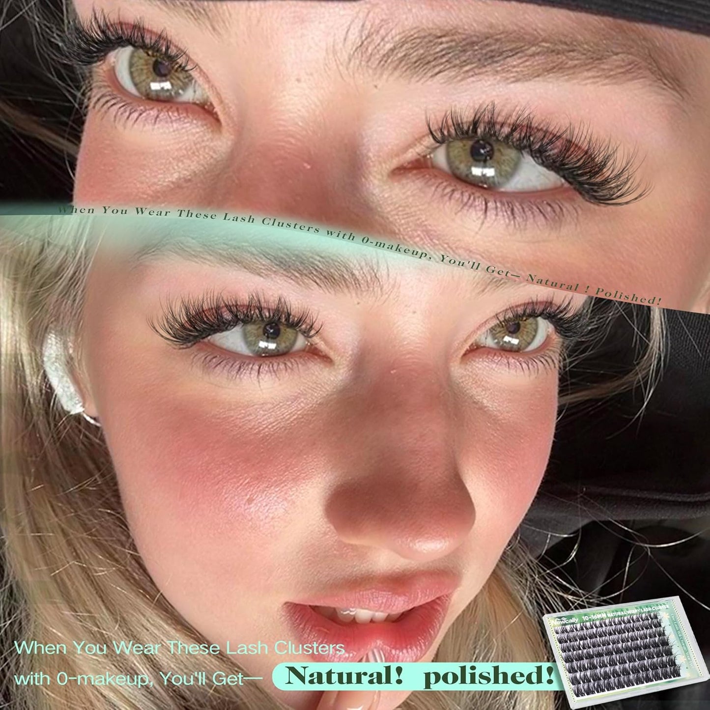 Wispy Lash Clusters - Natural D-Curl Eyelash Extensions with Clear Band | 10-16MM Individual Lashes