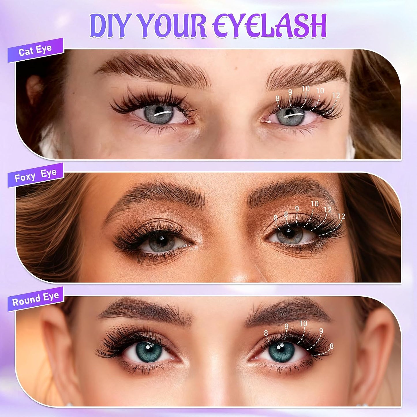Self Adhesive Eyelashes - Natural Individual Lash Clusters Kit | 120 PCs, Easy Application, Wispy Extensions 9mm-12mm