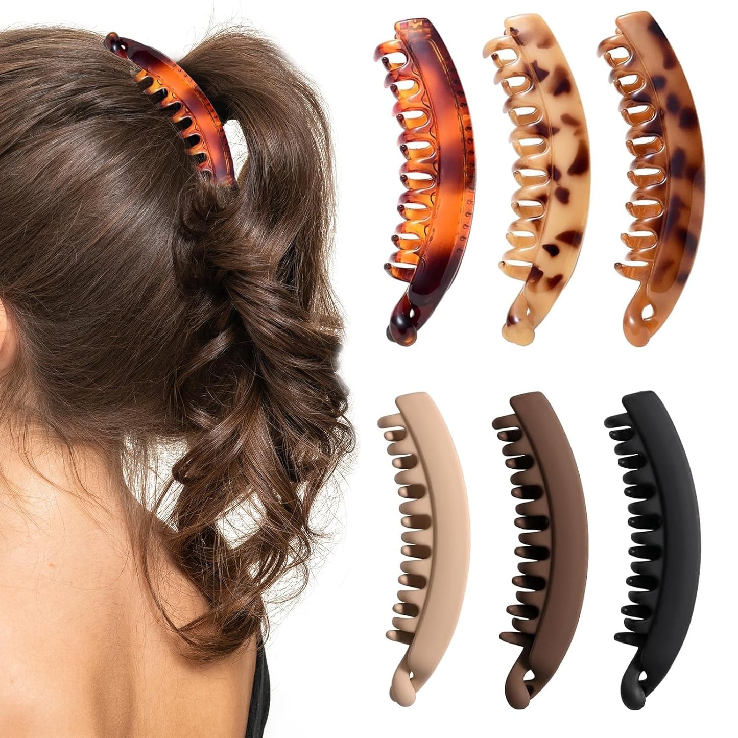 Banana Hair Clips - 6 Pcs Large 5-Inch Non-Slip Claw Clips for Women & Girls
