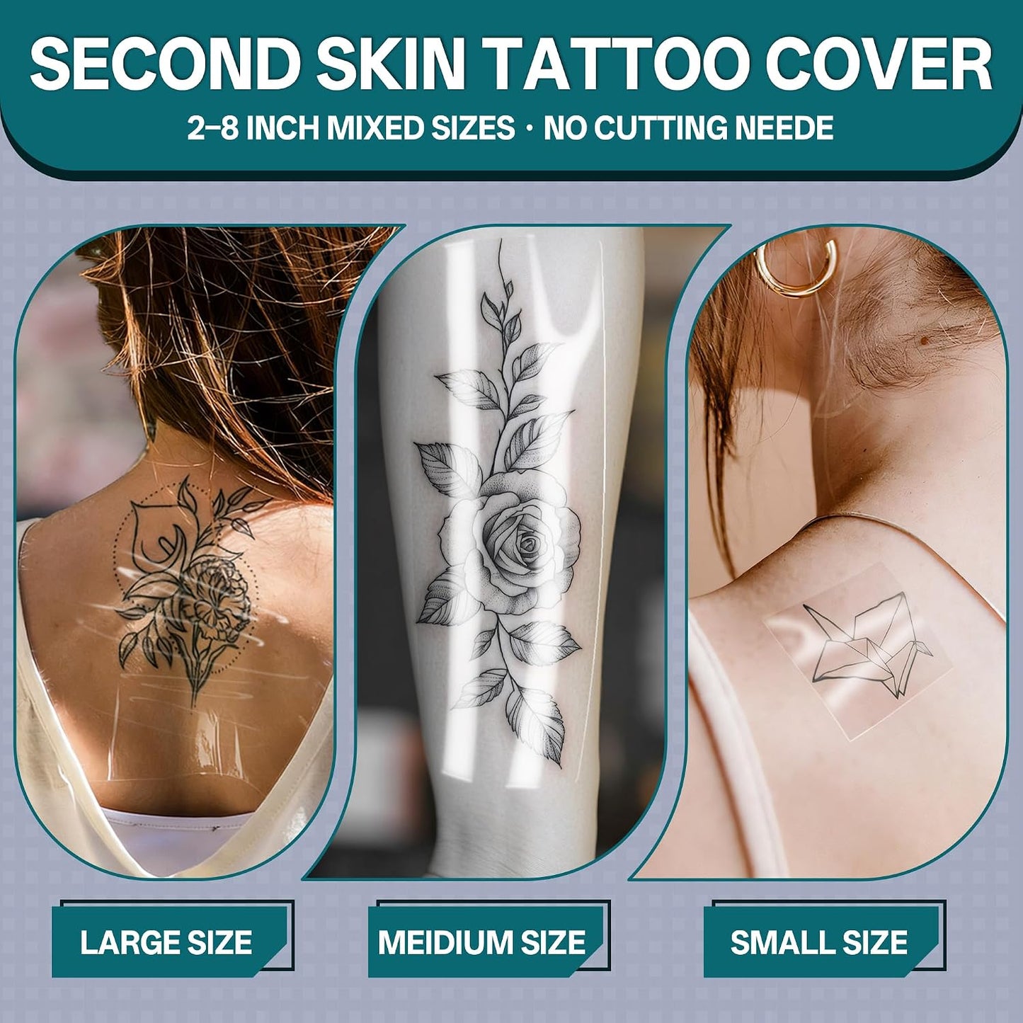 Tattoo Wrap - Waterproof Transparent Bandage Film for Aftercare | 20 Yards, Mixed Sizes (2/4/6/8 Inch)