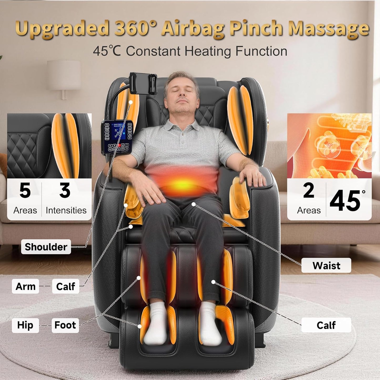 Full Body Massage Chair - Zero Gravity Recliner with 10-Point Roller, Heating & Airbags | Shiatsu Foot Roller for Ultimate Relaxation