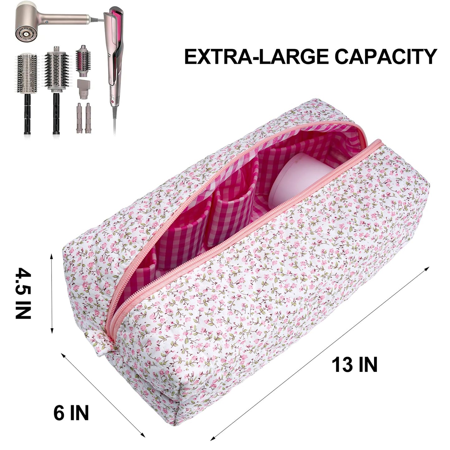 idoltimes Hair Tools Travel Bag, Quilted Hair Tools Organizer Compatible with Dyson Airwrap Styler