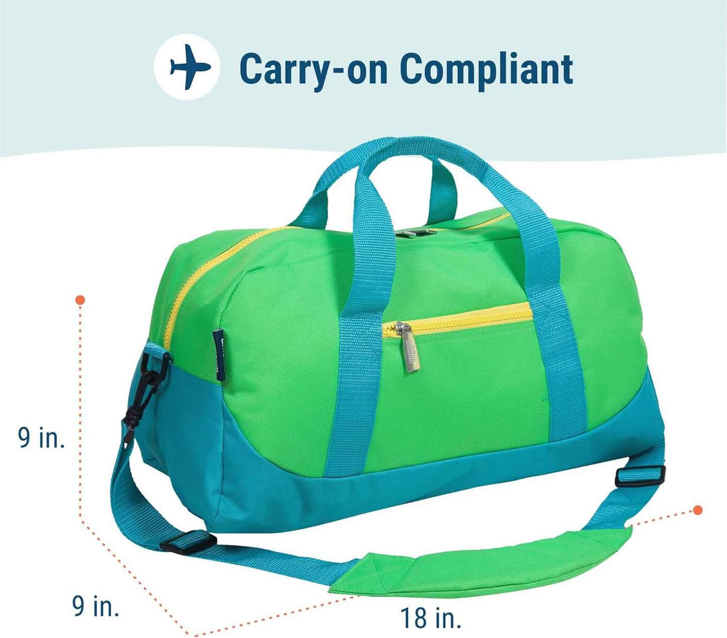 Kids Overnighter Duffel Bag - Carry-On Size for School & Sleepovers | Monster Green