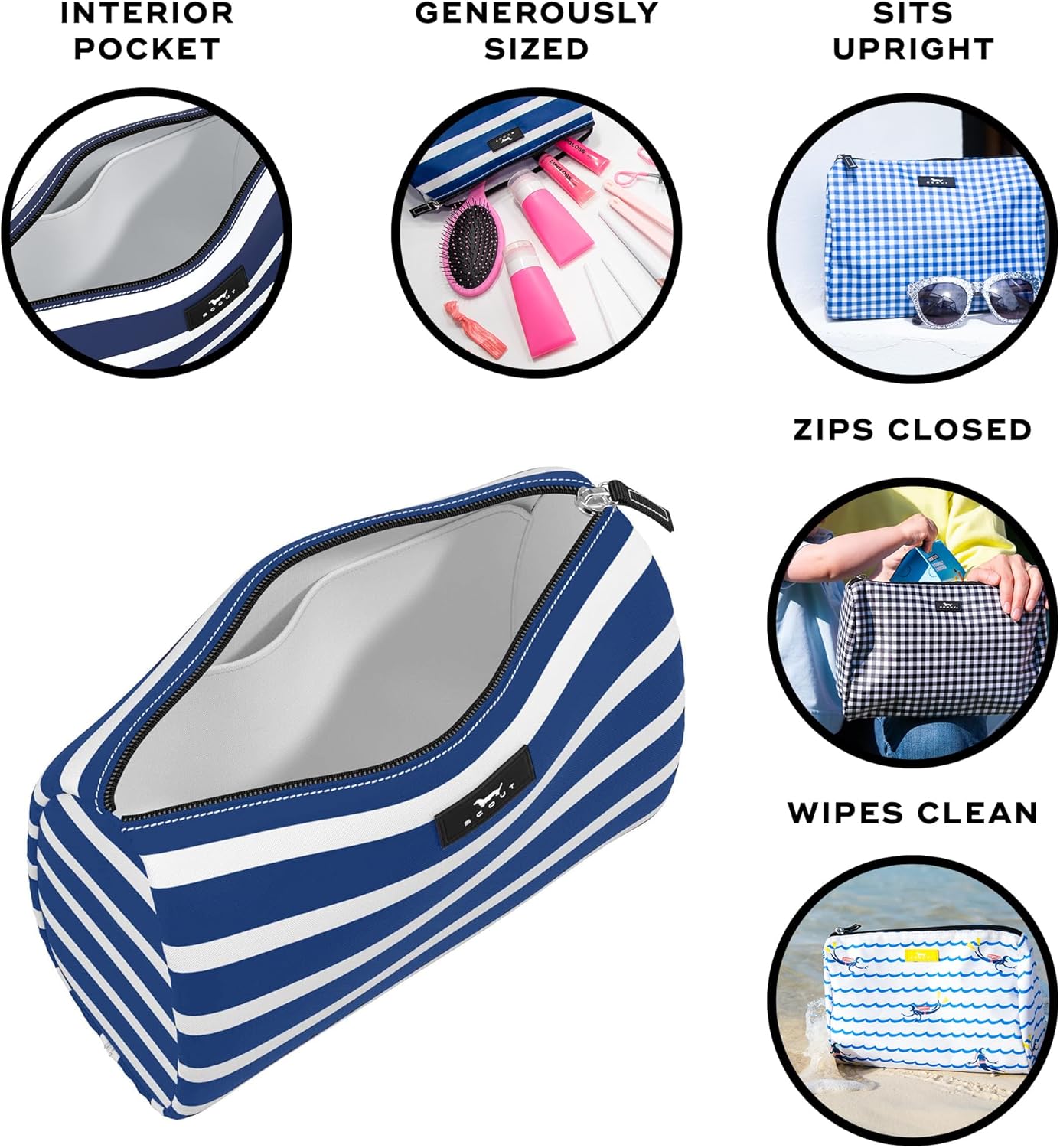Toiletry Bag - Water-Resistant Makeup & Cosmetic Organizer | Fits Full Size Items, Inside Pocket