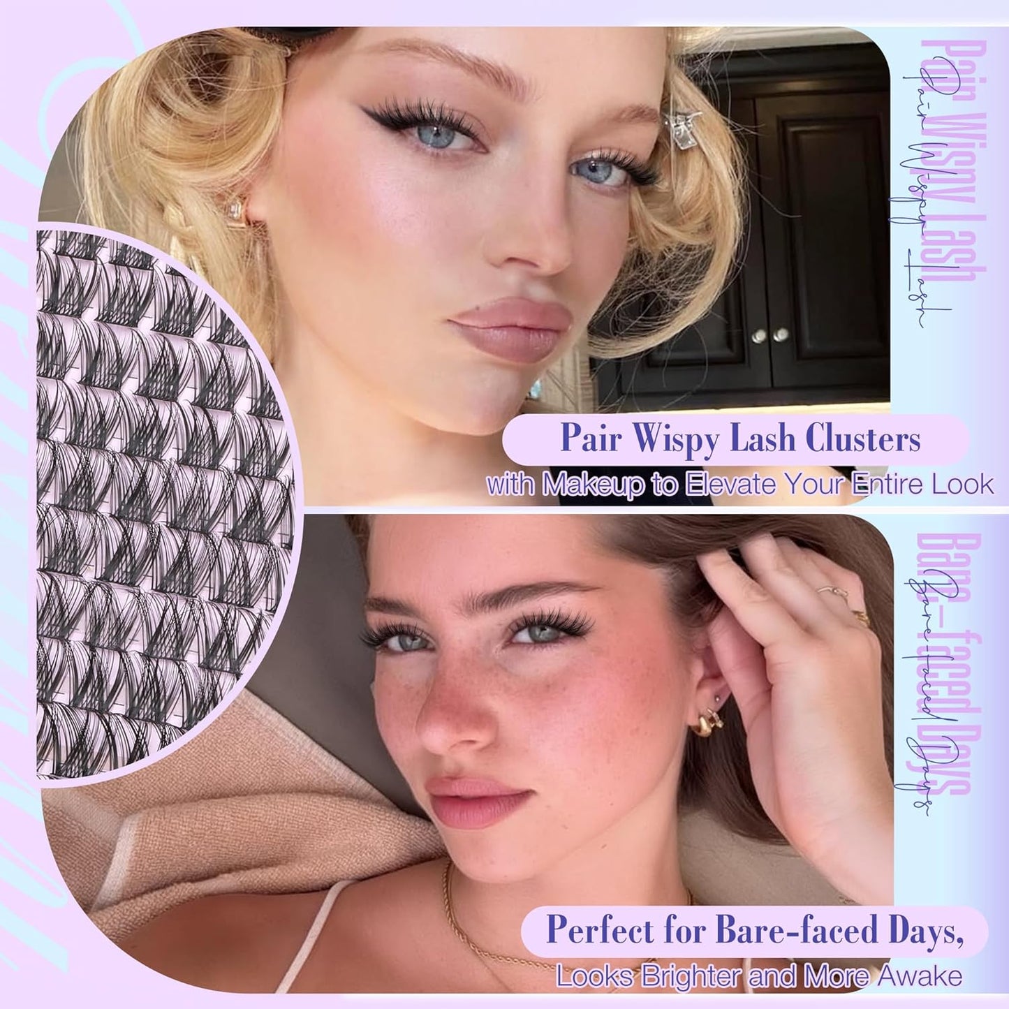 Lash Clusters Kit - Wispy Natural C-Curly Eyelash Extensions | DIY Volume Lashes 10-16MM