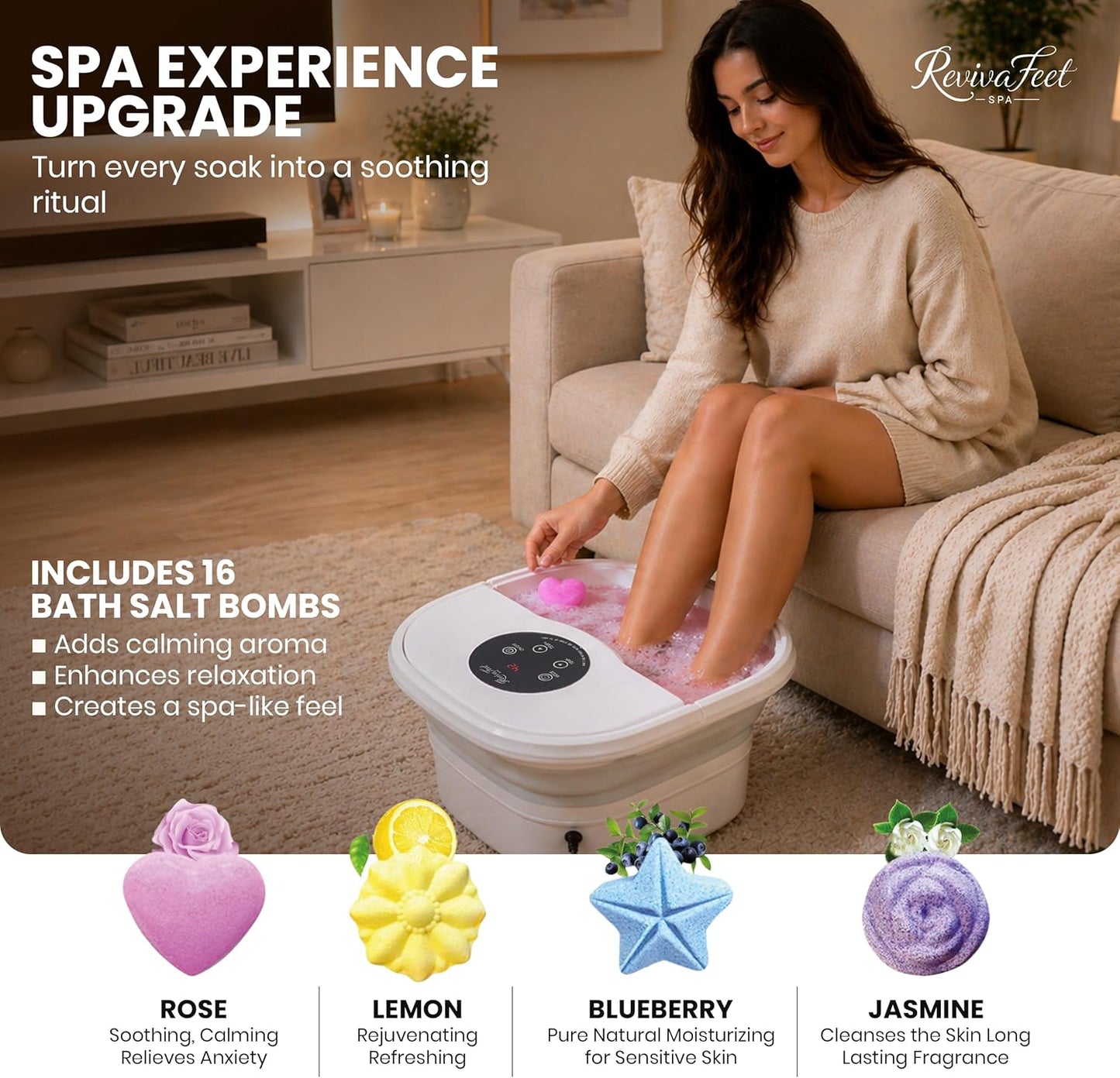 Collapsible Electric Foot Spa - Heated Massage Bath with Bubbles & Temperature Control | 16 Shiatsu Massage Balls, Remote Control