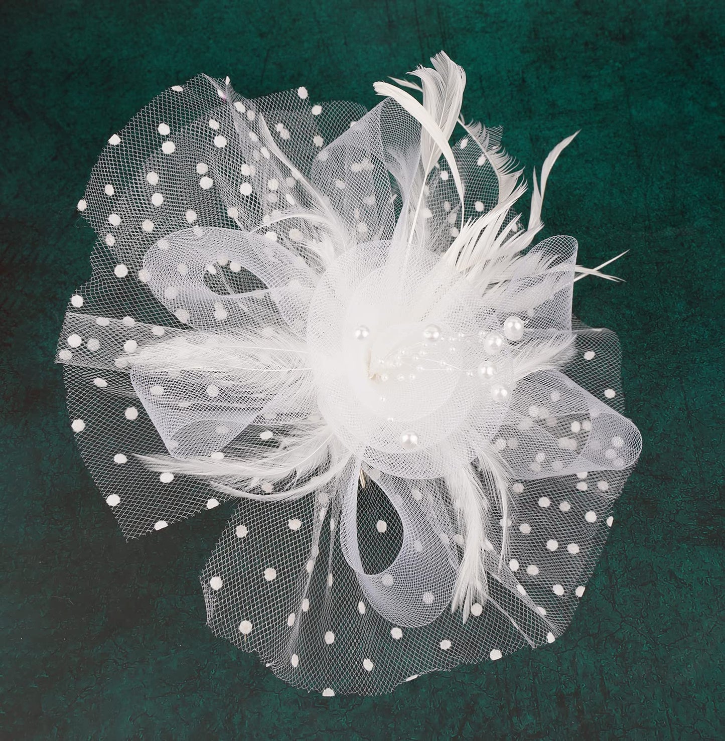 Cizoe Fascinators Hat for Women Tea Party Headband Kentucky Derby Wedding Flower Cocktail Mesh Feathers Hair Clip(1-White)