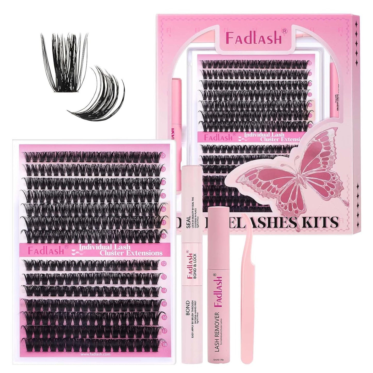 Cluster Lashes - D Curl Wispy Individual Eyelash Extensions for Natural Look | Reusable Fluffy DIY Kit (12-18mm Mix)