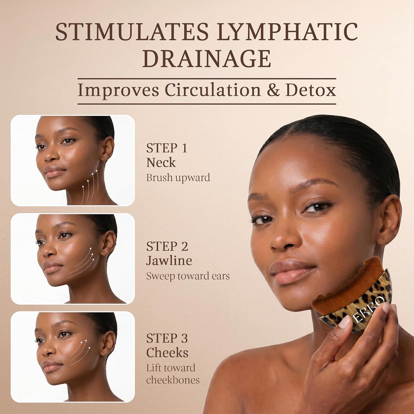 Lymphatic Face Brush Set - Facial Dry Brush for Sculpting & Drainage | Ultra Soft Bristles, 2 Pack with Travel Cases