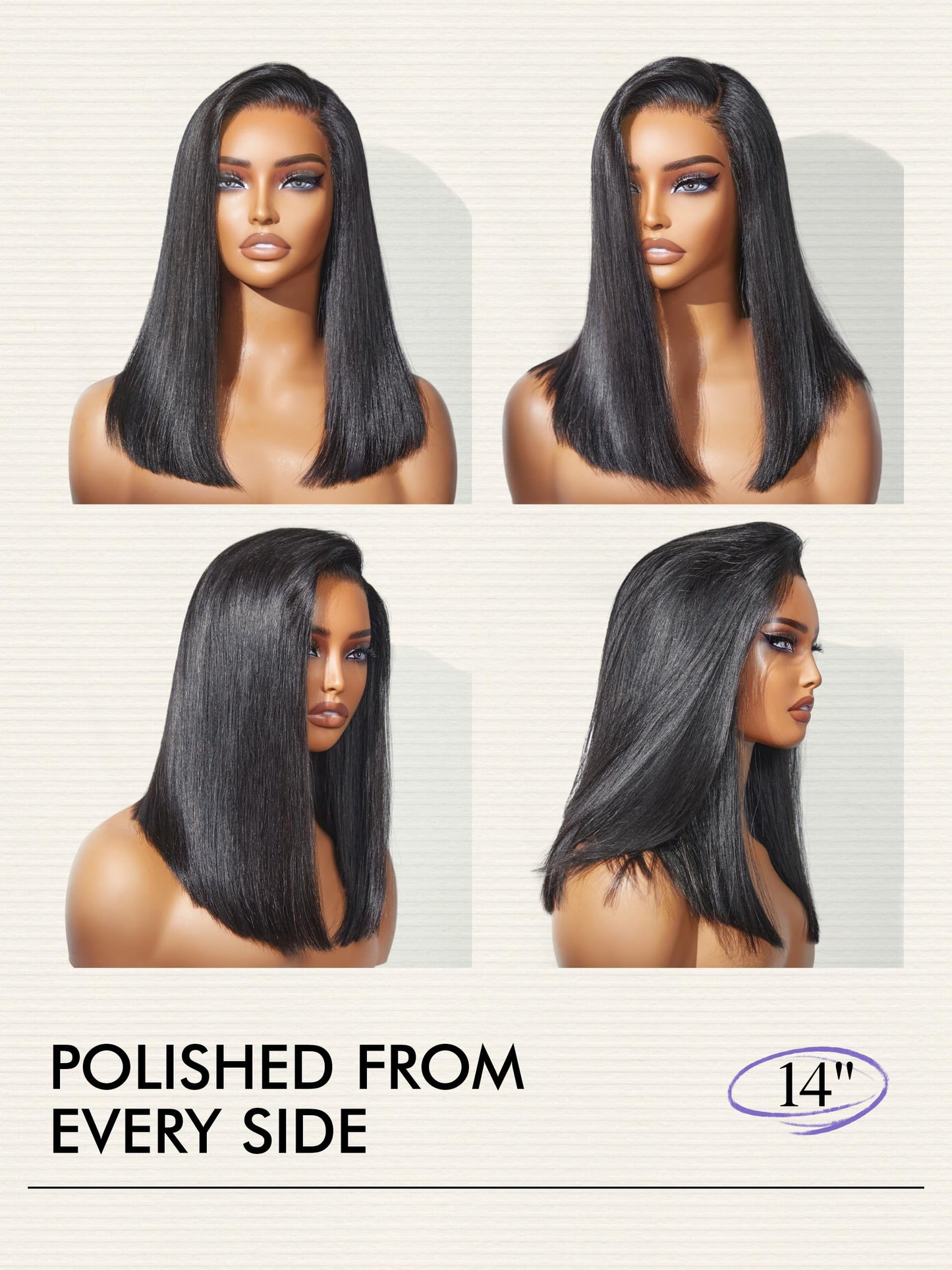LUVME HAIR Bob Wig 100% Human Hair Wigs Glueless Lace Front 200% Density 14 Inches Bob, Pre Cut Plucked Lace Short Wig Ready To Go Natural Color Straight Bleached Knots Side Part Black Wigs