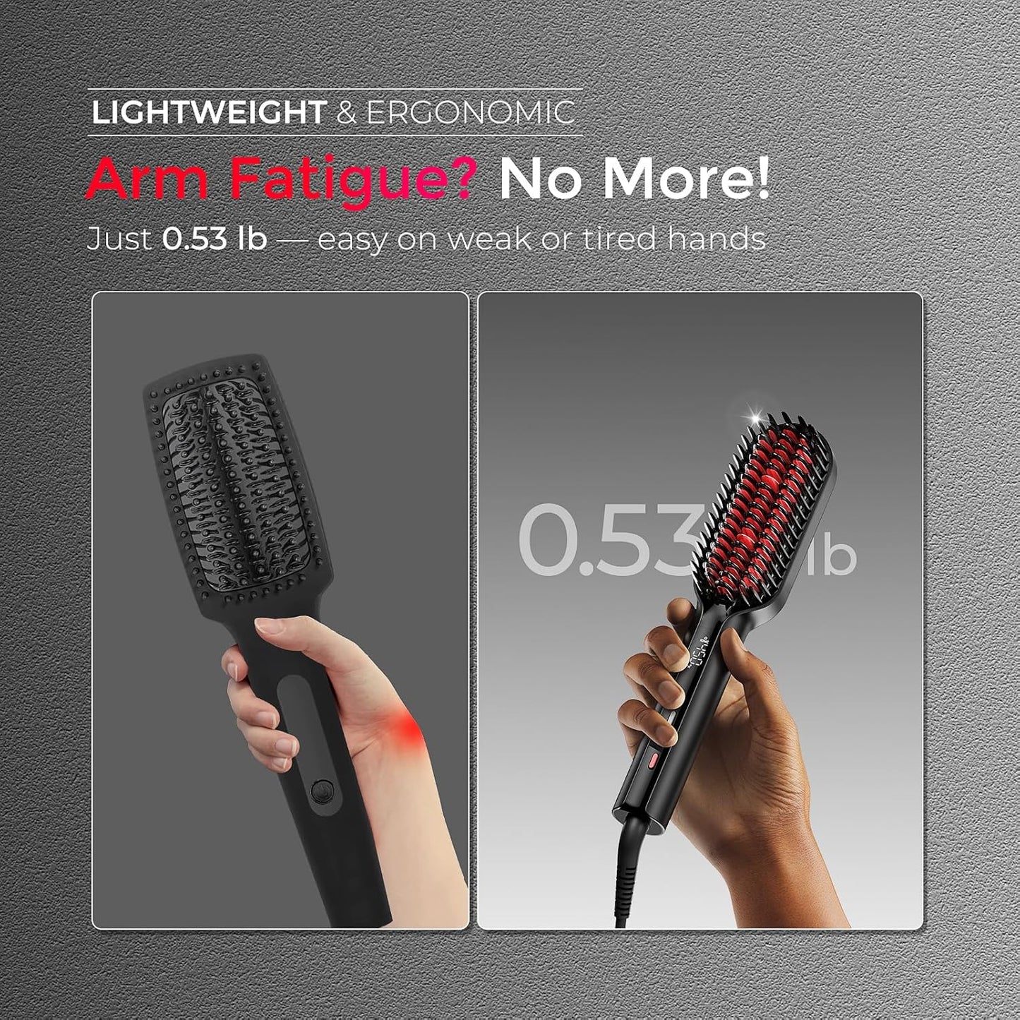 Tymo Hair Straightener Brush - Ionic Compact Styling Tool for Women | Lightweight, Fast Heat, Black
