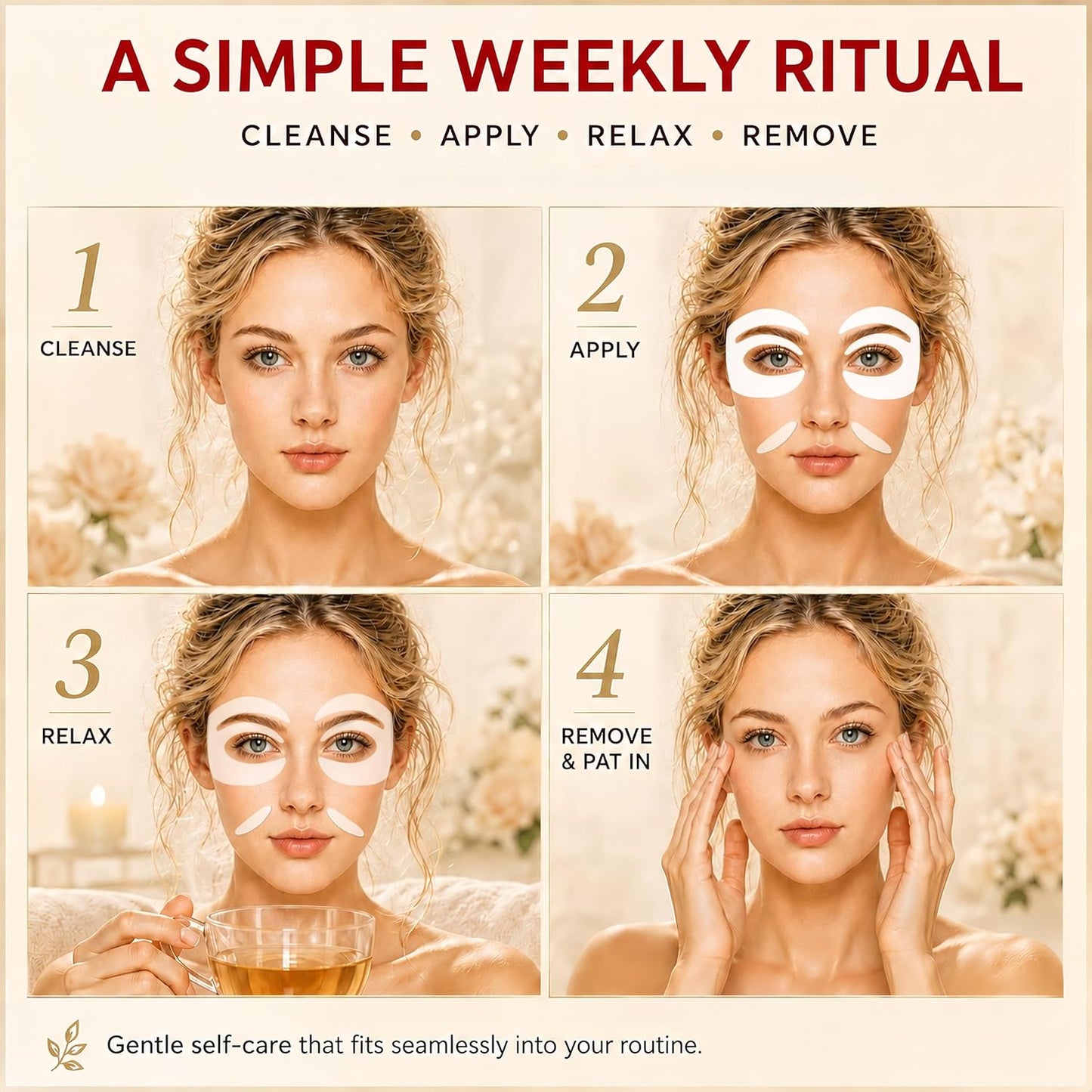 Under Eye Patches for Puffy Eyes & Dark Circles - Collagen Hydrogel Eye Mask | Caffeine & Retinol, 8 Pairs