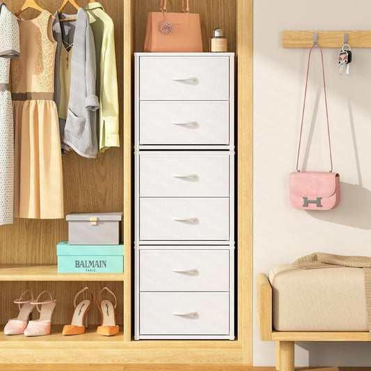 3-Pack Stackable Storage Drawers - White Closet Organizer for Clothes | Versatile Dresser for Bedroom, Living Room, Pantry