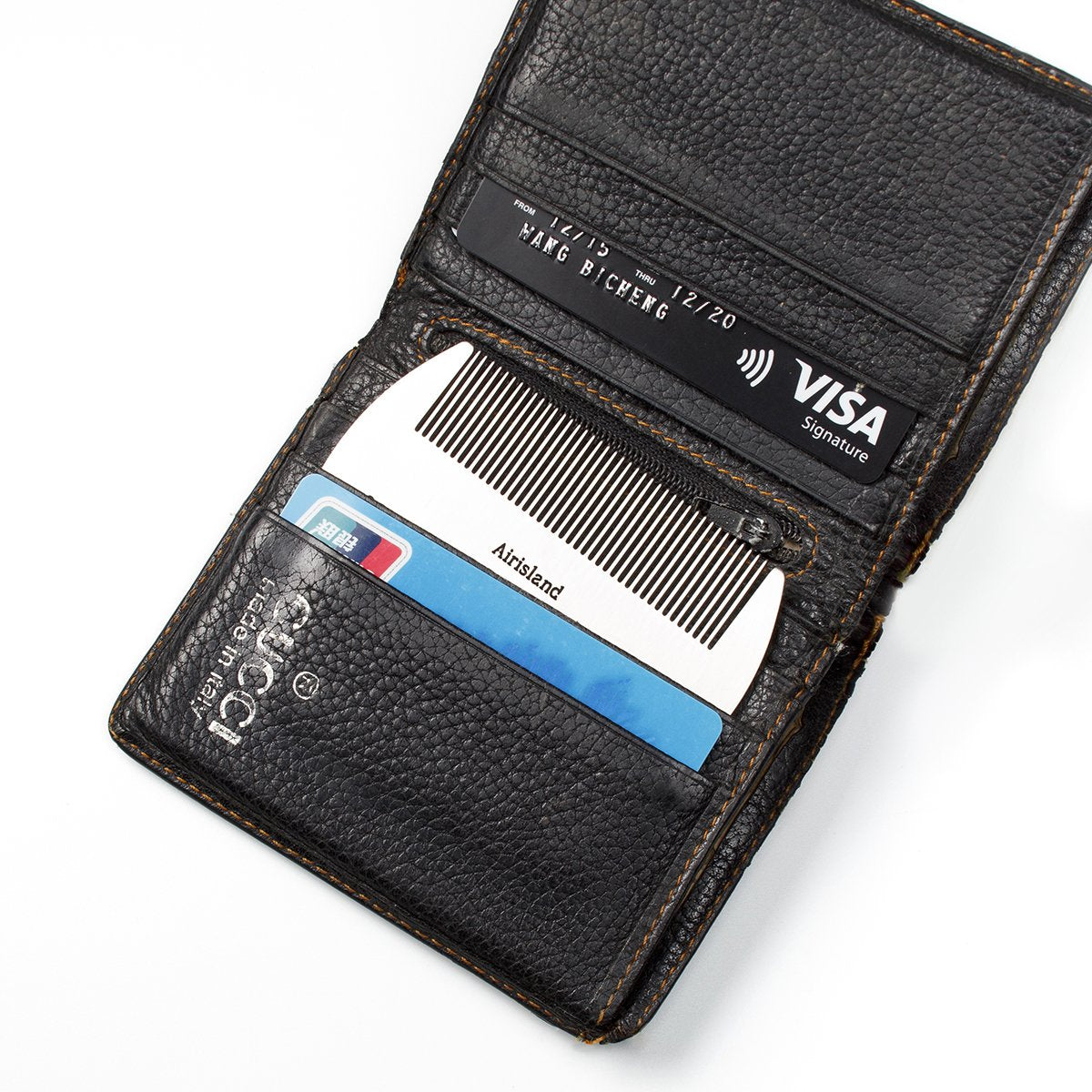 Airisland Dual Action Stainless Steel EDC Credit Card Size Wallet Comb - Anti-Static Hair and Beard Comb for Men