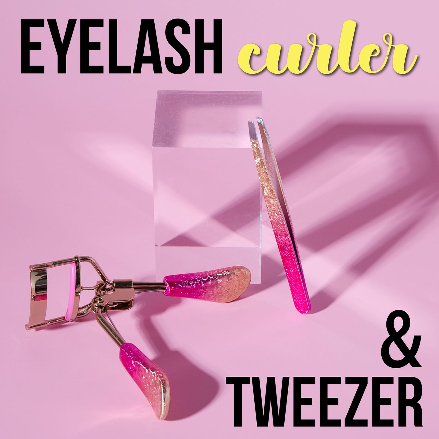 2pc Precision Eyelash Curler & Tweezer Set – Lash Curler & Lash Tweezers for False Eyelash Strips | False Eyelash Applicator Tool Kit | Essential Lash Accessories for Women