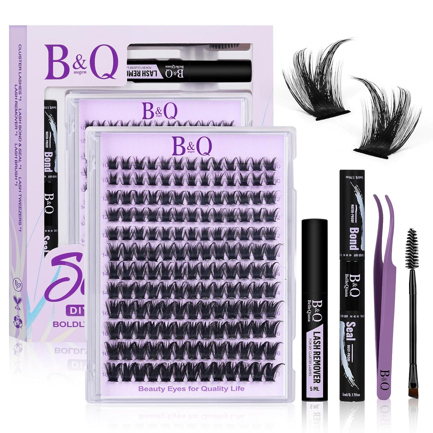 Manga Lash Clusters - Wet-Look Individual Eyelashes | Salon Volume D Curl 10-18mm, 156PCS Reusable DIY Extensions