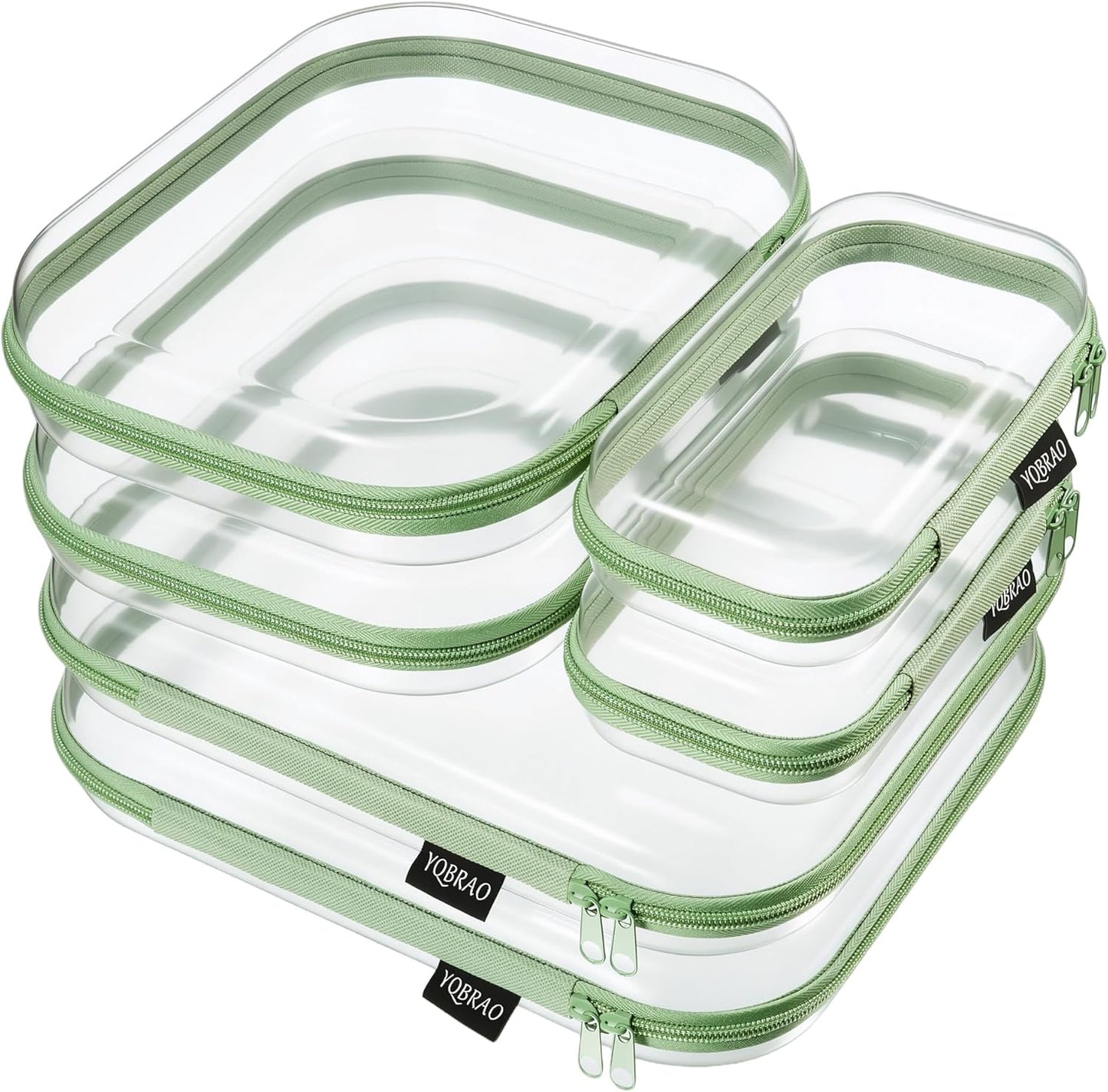 Clear Hard Shell Zipper Case Set - 6 Pack Heavy Duty Crush-Proof Diaper Bag Organizer Pouches | TSA Approved Travel Makeup & Toiletries Bags (2L, 2M, 2S)