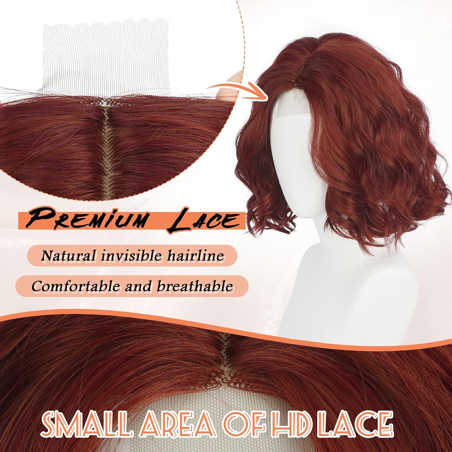 Burgundy Bob Wig - Lace Front Short Wavy Curly Synthetic Hair for Women | 11 Inch Natural Look