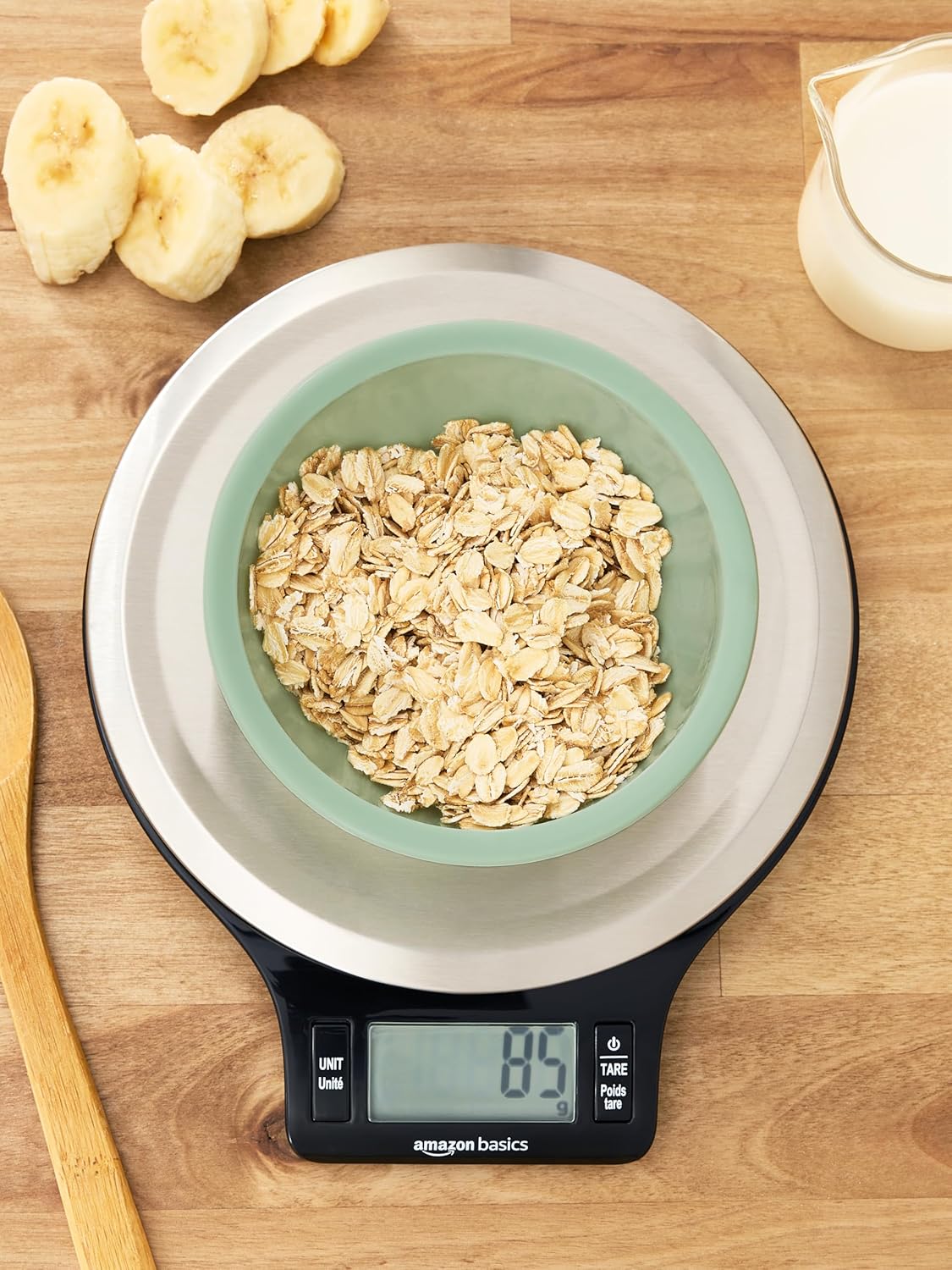 Digital Kitchen Scale - LCD Display, Tare Function, Weighs Up to 11 Pounds | Black & Stainless Steel