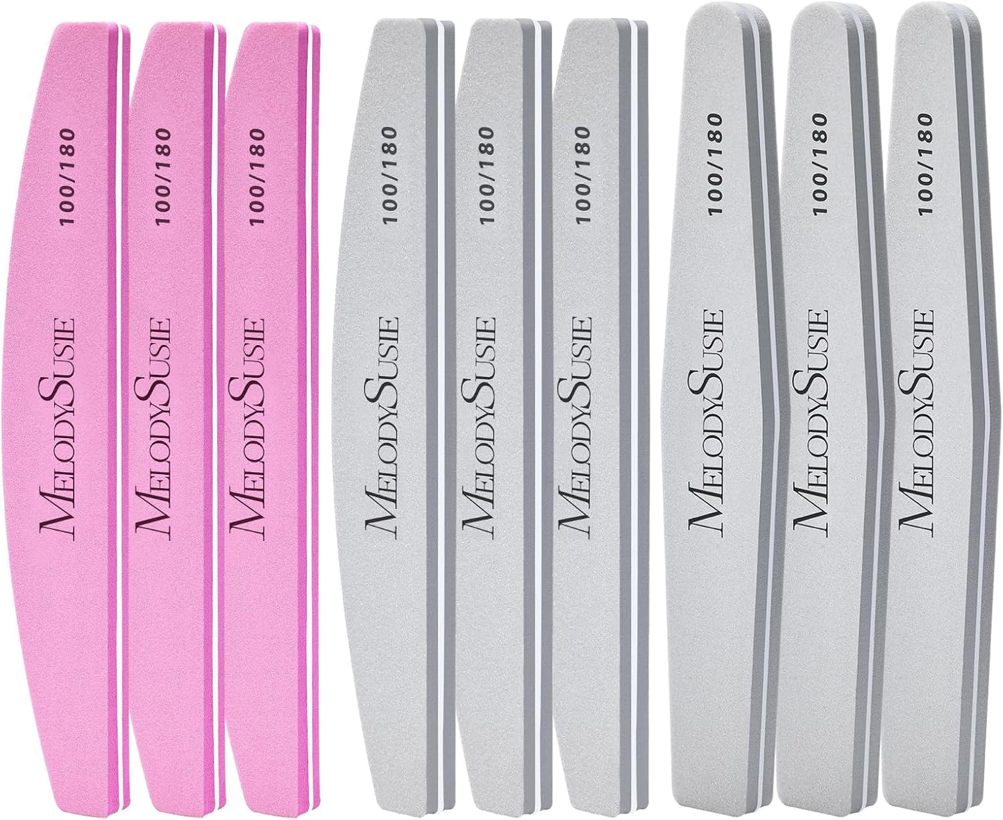 Professional Nail Files - 4Pcs Double-Sided Emery Boards for Acrylic, Gel & Natural Nails | Pink & Purple