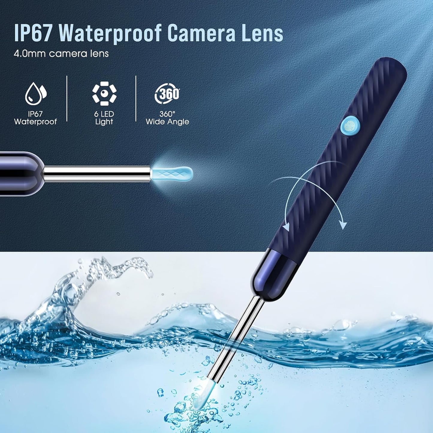 Ear Wax Removal Tool - 1080P Camera Ear Cleaner Kit with 7 Pieces | Compatible with iOS & Android (Blue)