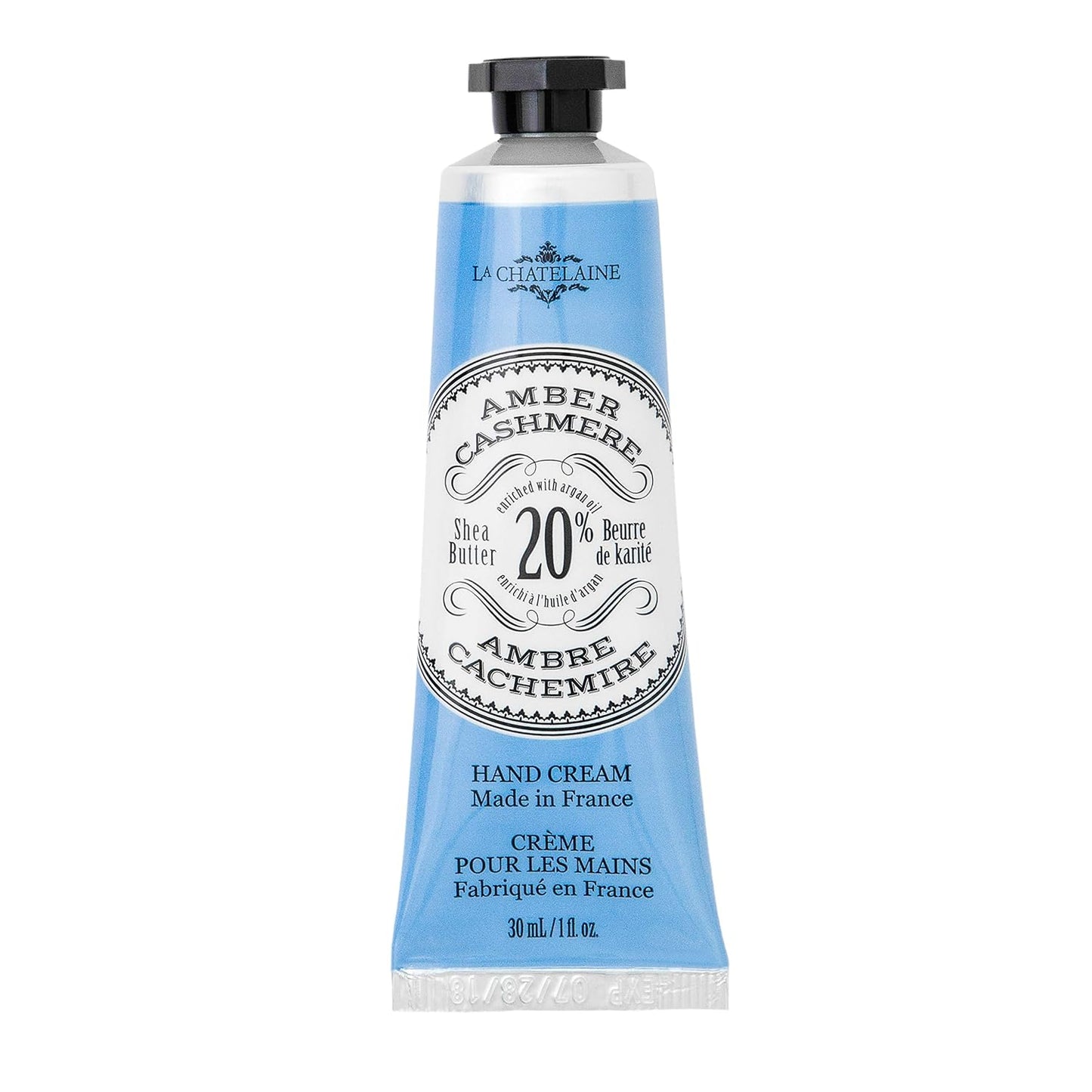 La Chatelaine Shea Butter Hand Cream - Organic Argan Oil, Moisturizing & Nourishing | Travel Size 1 oz/30ml - Amber Cashmere