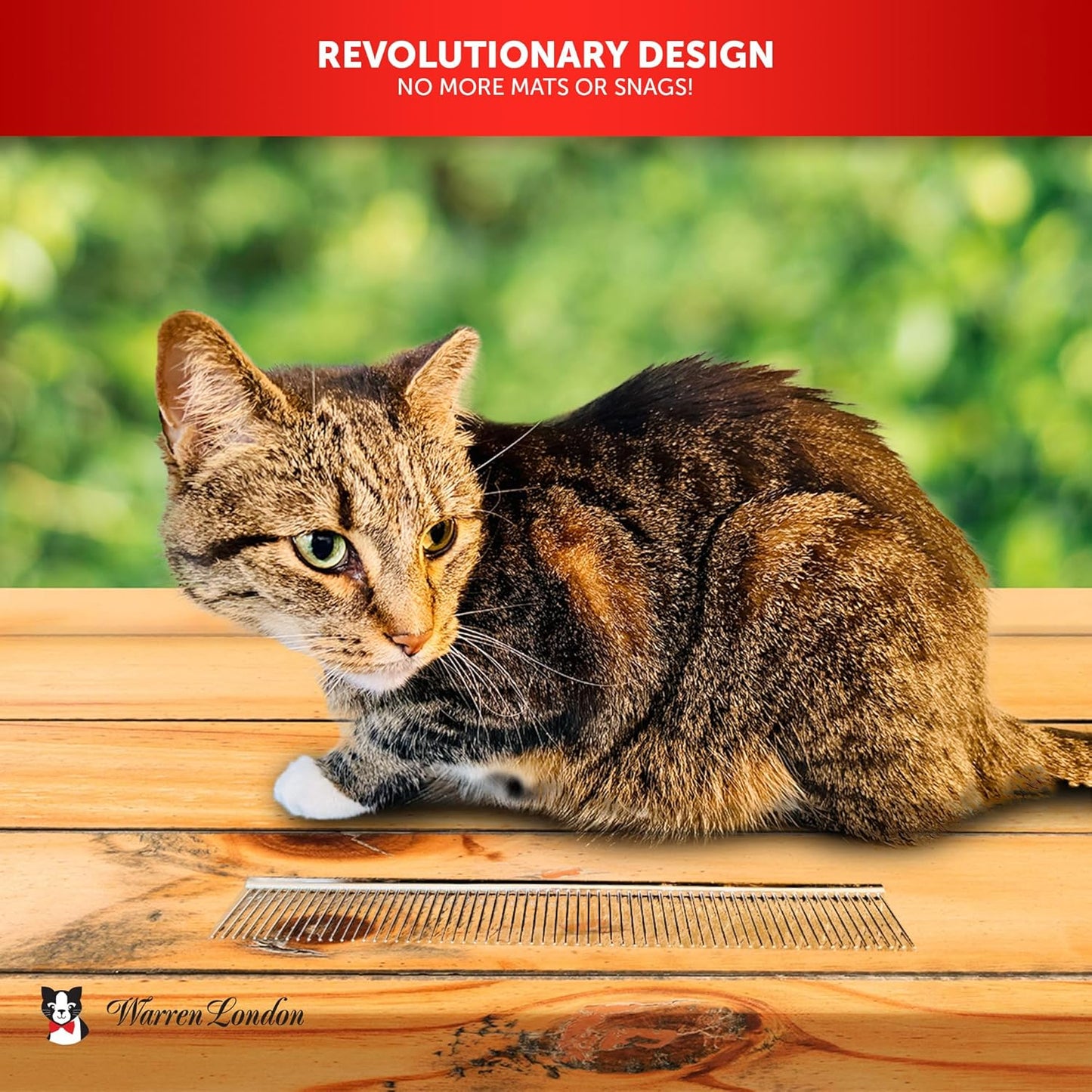 Warren London Cat Grooming Comb - 9" Copper DeMatter Pro Max | Gentle Detangler for Long, Thick Coats