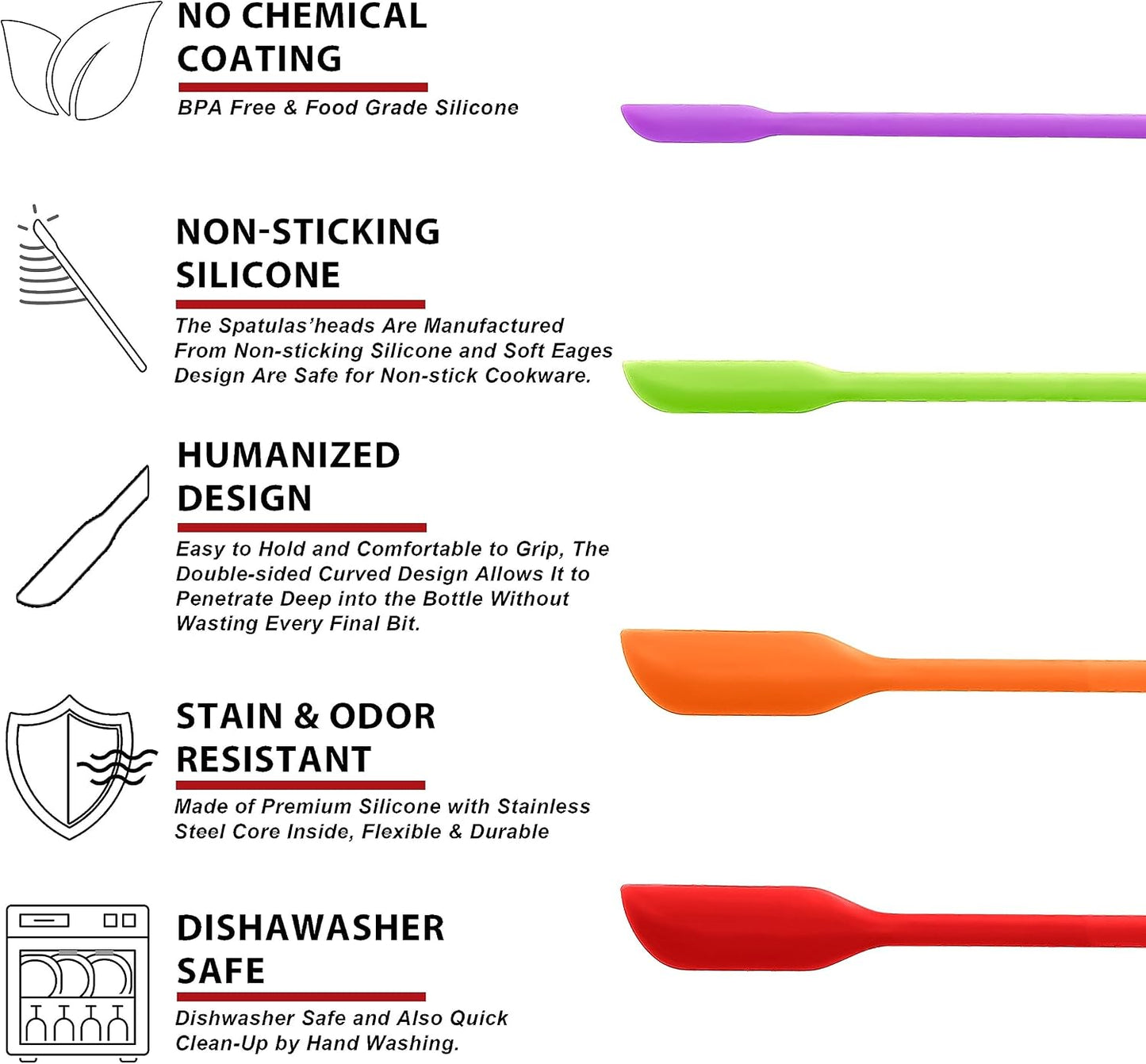 Mini Silicone Spatulas Set of 4 - Multifunctional Kitchen Scrapers for Jam, Cosmetics & More | Colorful, Reusable