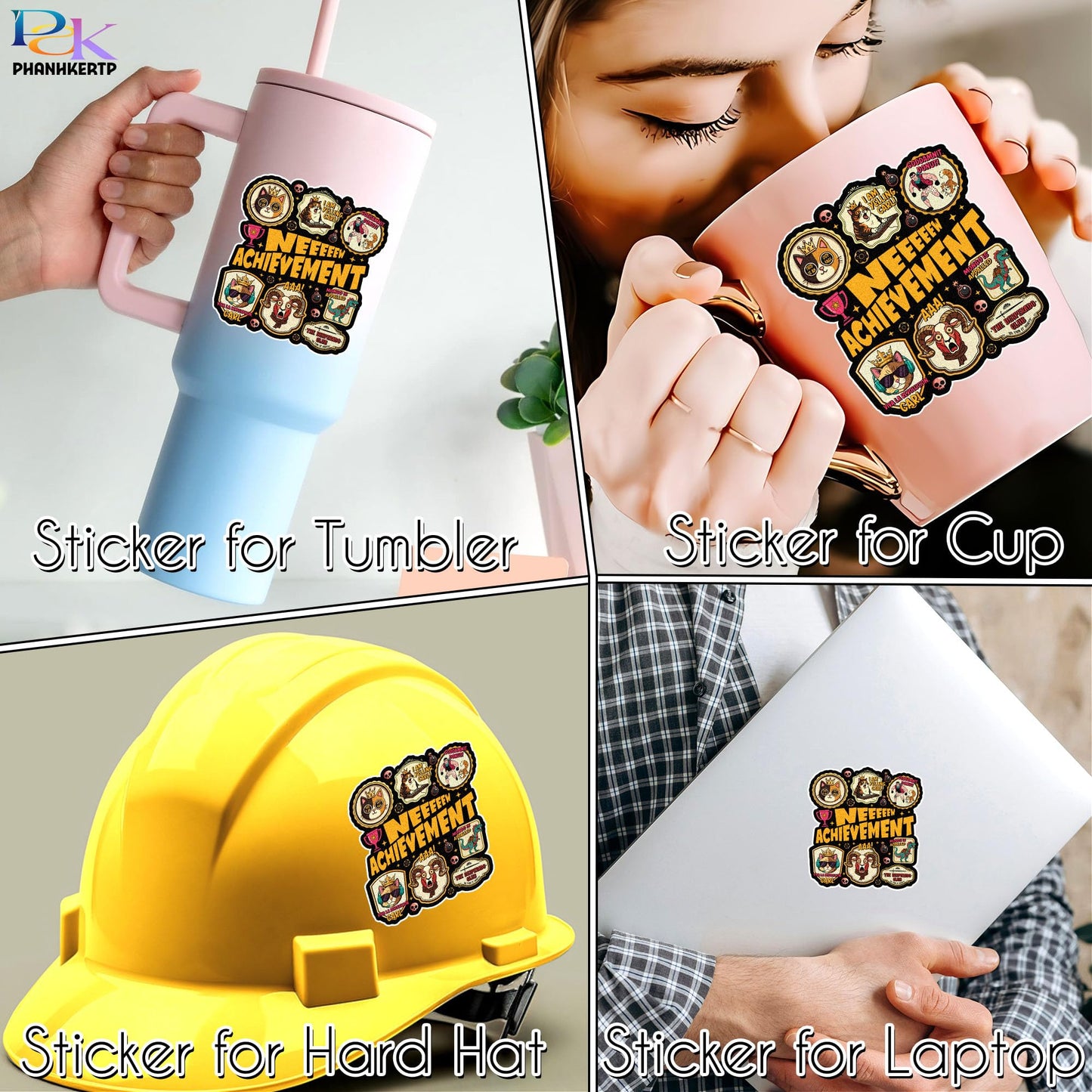 3 Pack New Achievement Sticker Dungeon Crawler Carl Gamer Trophy Princess Donut Bookish Fantasy Reader Decal Waterproof Vinyl Decal for Water Bottle, Laptop, Phone, Car Gift 2 Inch