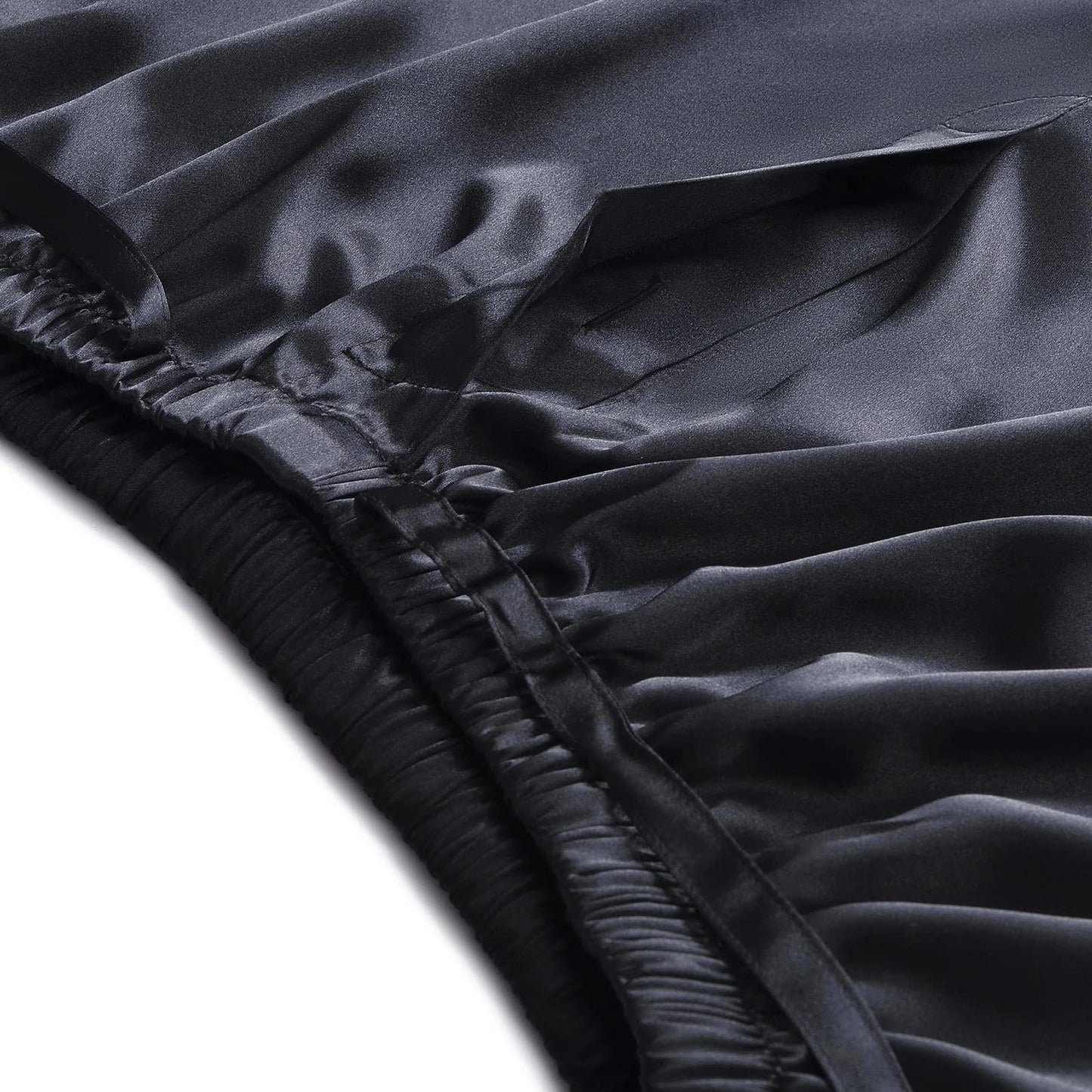 SIHA Mens Pajama Pants,Satin Pajama Boxer Shorts with Elastic Waistband,Pajama Pants for Men Black XL