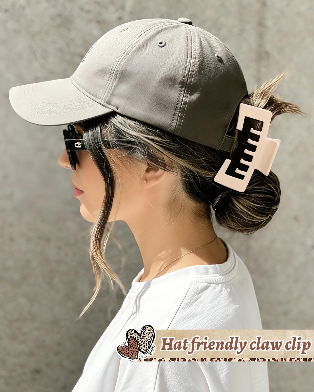 Hat-Friendly Claw Clips for Baseball Caps - 4 Pcs Hair Accessories for Thick Hair | Stylish Trucker Hat Clips